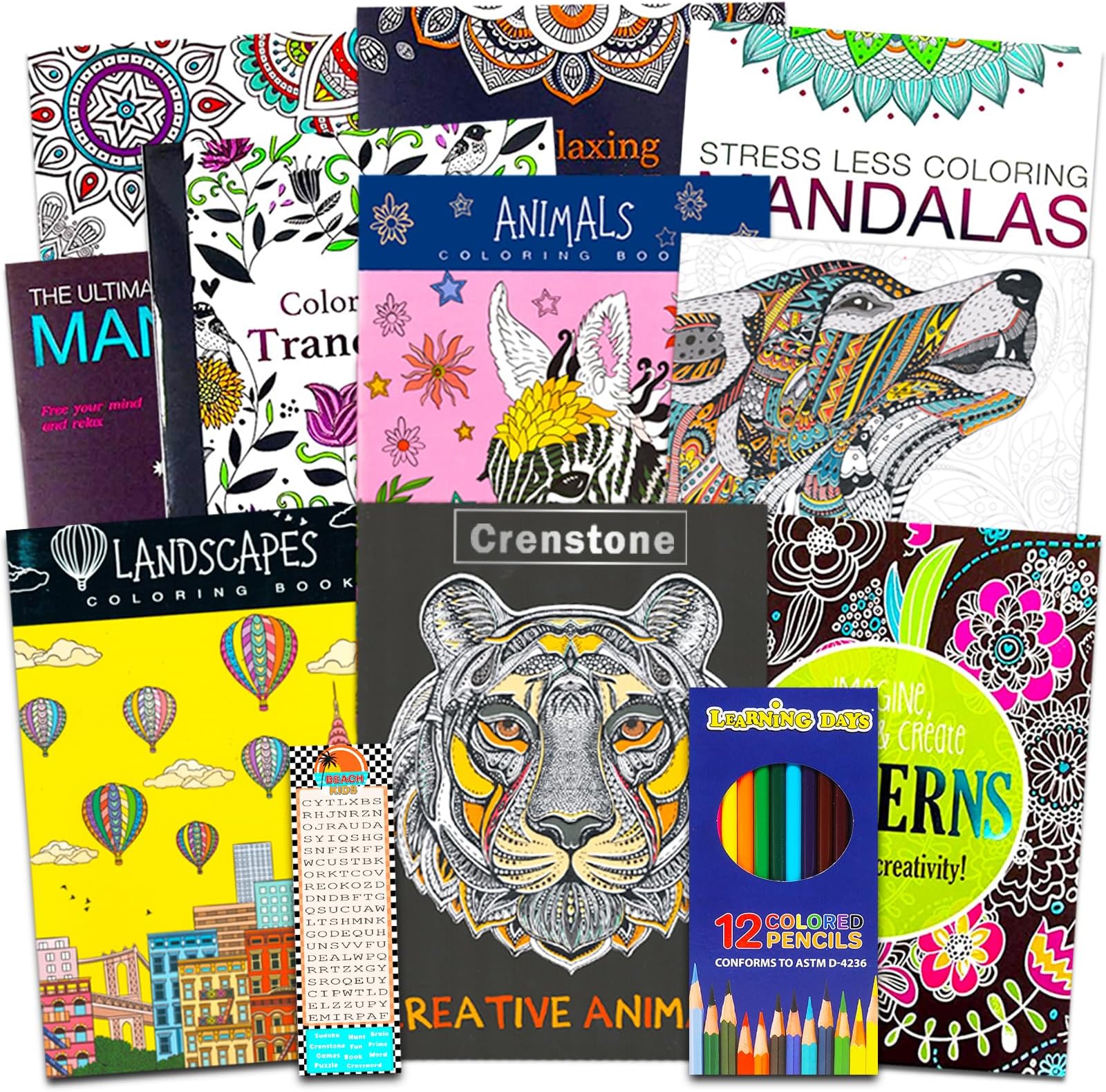 Amazon.com : Adult Coloring Books Value Set - 4 Assorted Coloring Books ...