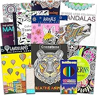 Crenstone 10-Pack Adult Coloring Books Super Set: Mandalas, Pop Art & More for Stress Relief - Advanced Bulk Bundle for Women & Men