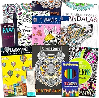10 Pack Adult Coloring Book Super Set - Bundle with 10 Adult Coloring Books for Women, Men Featuring Mandalas and More | Advanced Coloring Books Bulk