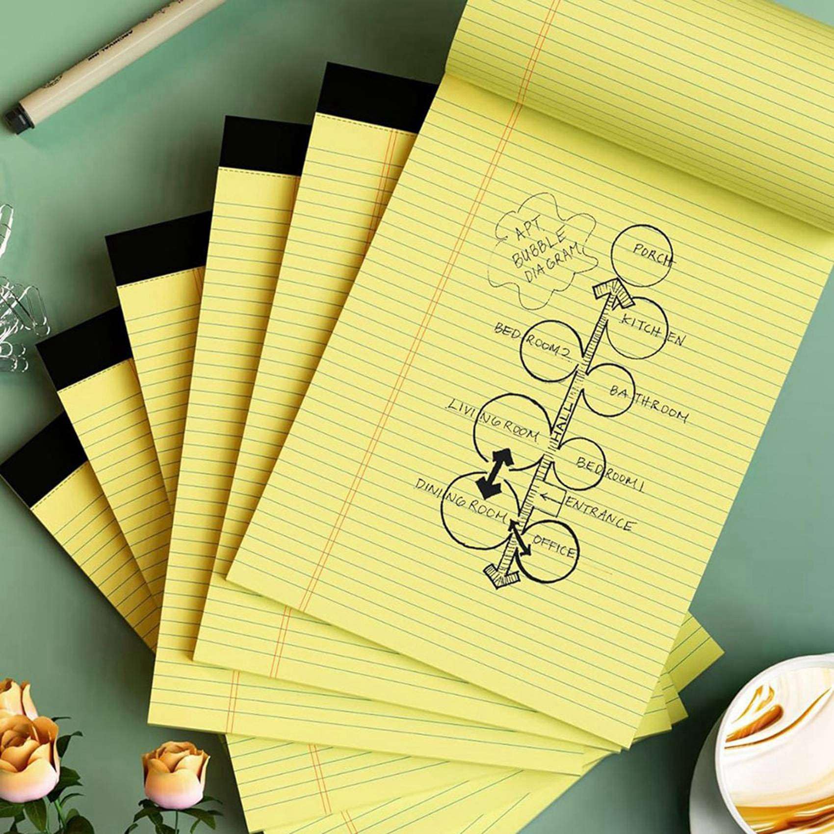 12-Pakowe Żółte Notesy 8,5 X 11,75 Wąskie Notatniki w Linie Żółte Notesy w Linie College