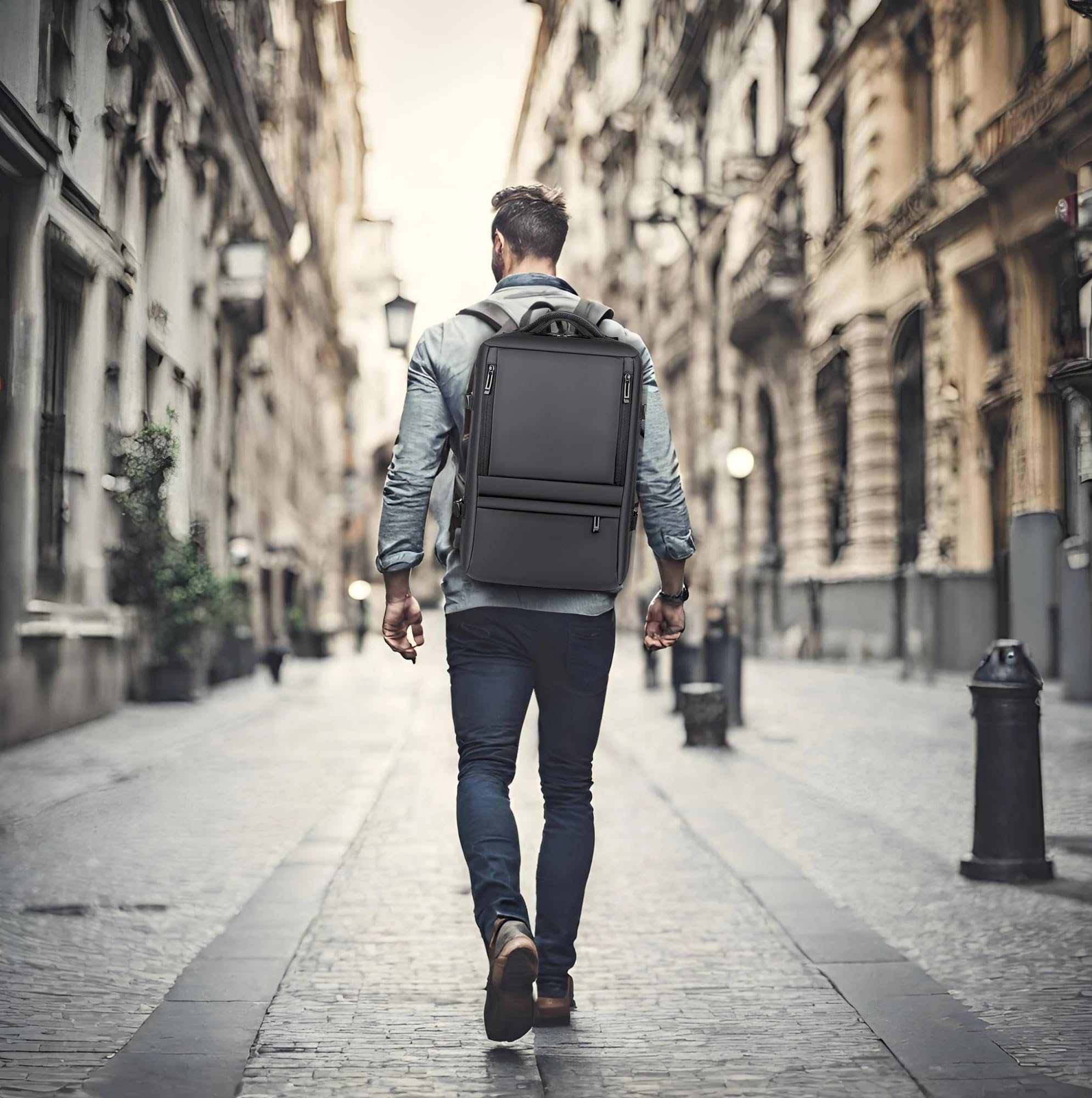 Zaino Ryanair 40x20x25 Zaino da Viaggio Aereo Bagaglio a Mano Borsa da Cabina Zaino per Uomo e Donna da Lavoro Viaggio Scuole Impermeabile Valigia Bagaglio con USB Charging (NERO, 30L-EXP 40L)
