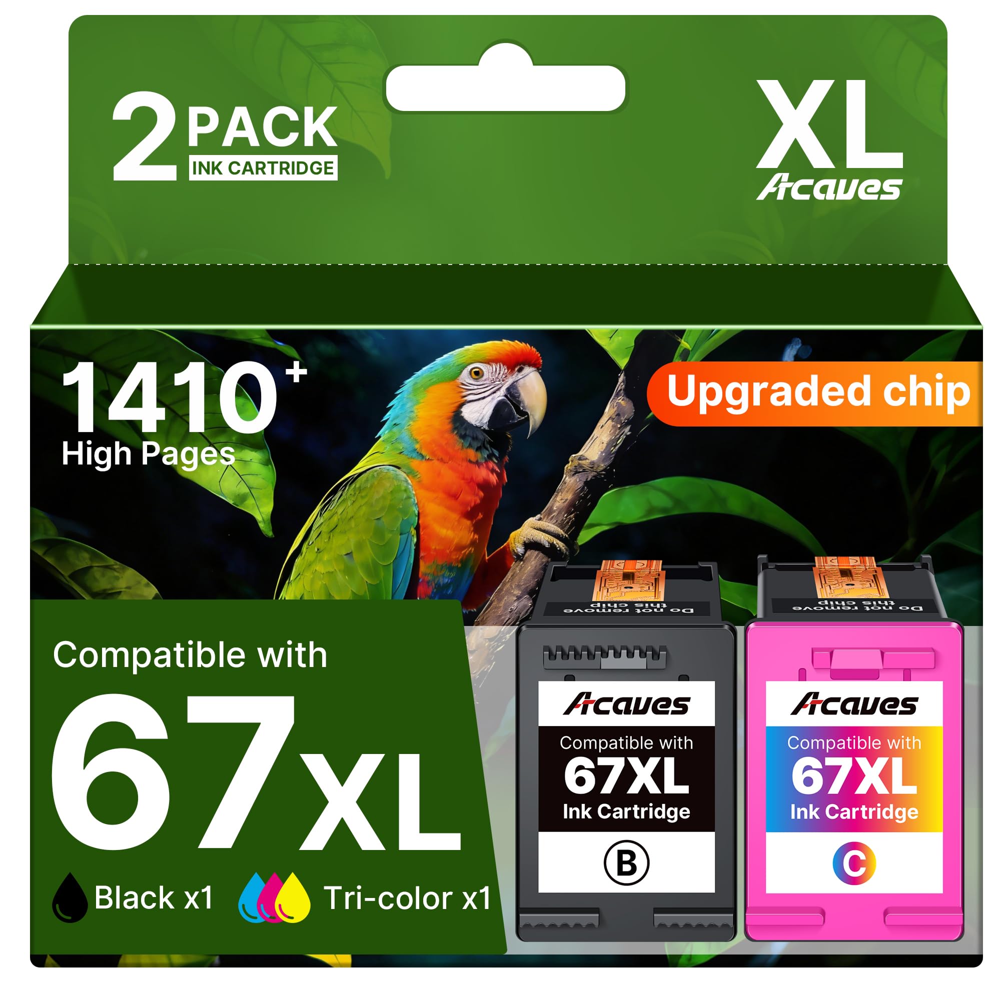 67XL Ink Cartridges for HP Ink 67 Compatible for HP 67 Ink Cartridges Black/Color Combo Pack Work with DeskJet 2827e 4227e 2855e 2842e 2755e 4155e 2755 2852e Envy 6055e 6000 6455e (1 Black, 1 Color)