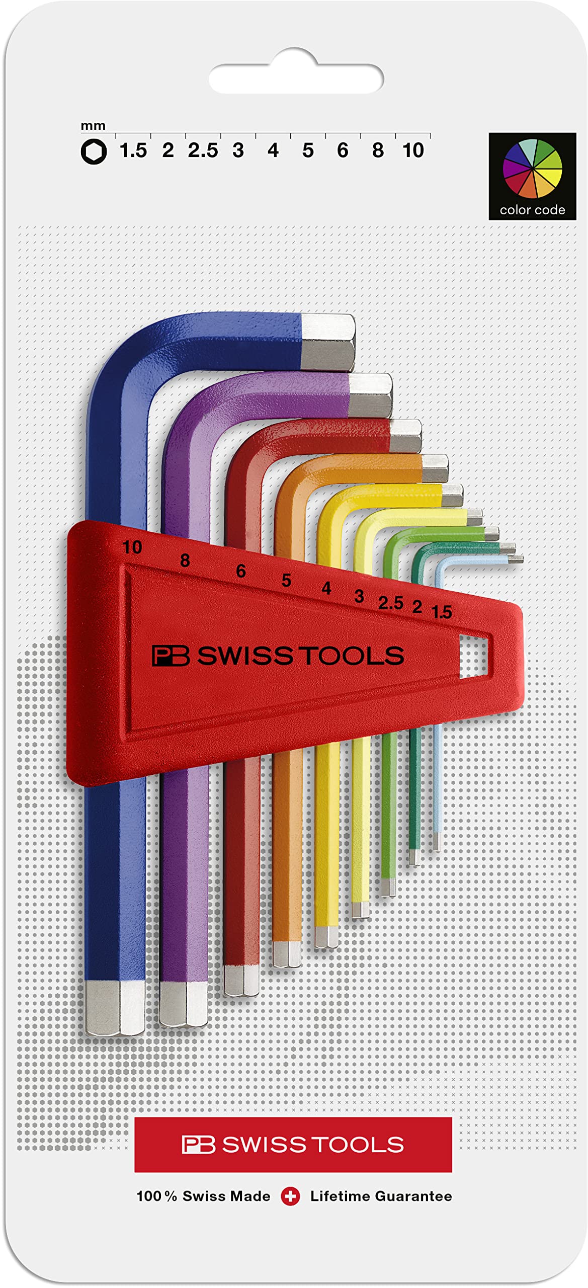 PB SWISS TOOLS Innensechskantschlüssel Set 1,5-10 mm, 210.H-10 RB CN