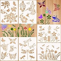 Vista 1 de 6 plantillas para pintar sobre madera, plantilla reutilizable para pintar con flores, abeja, mariposa, plantilla para dibujar manualidades