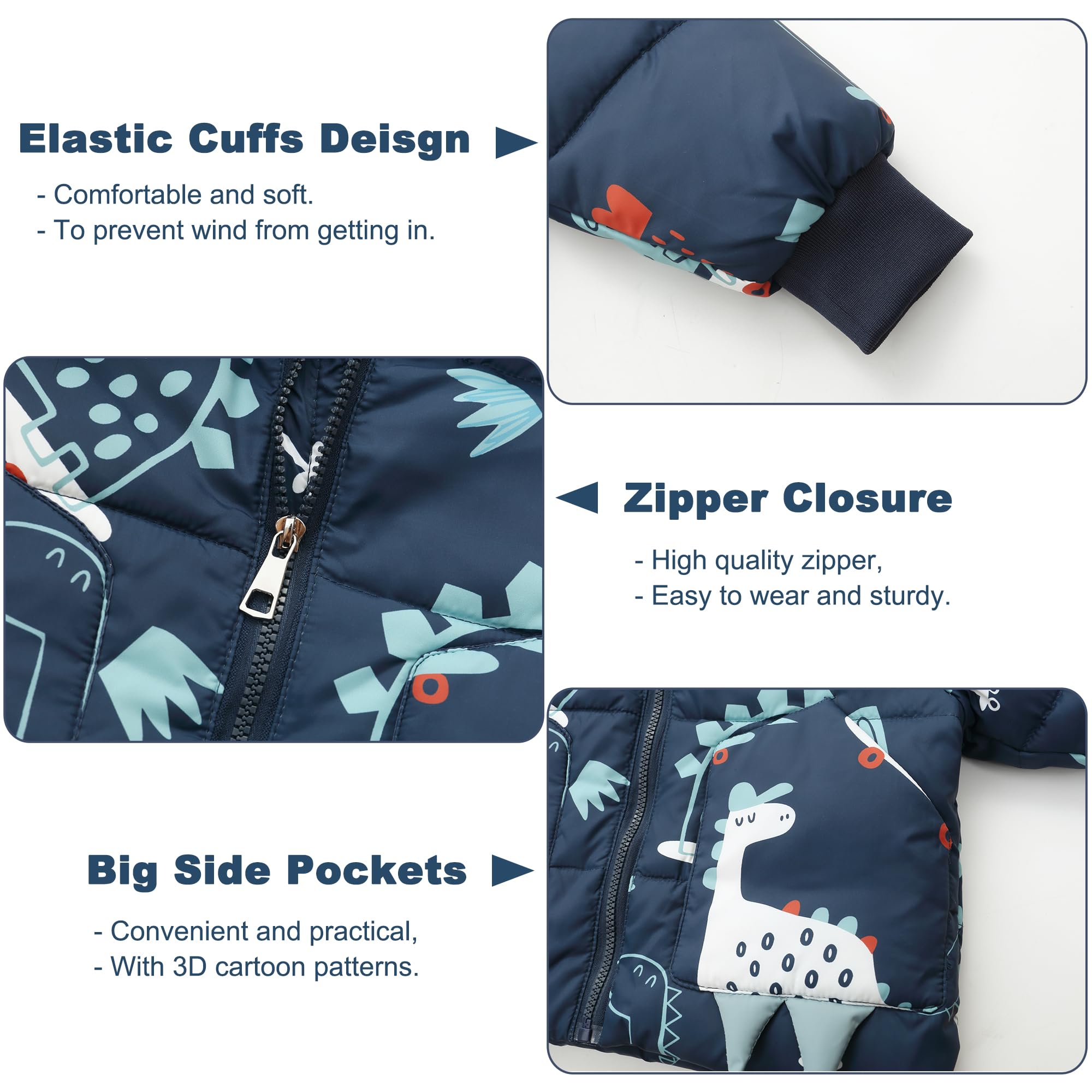 Conjunto de Esquí Niño Niña, Chaqueta con Capucha + Pantalón de Esquí, 2 Piezas Traje de Nieve Abrigos de Pluma Pantalones de nieve Dinosaurio Traje de Esquí