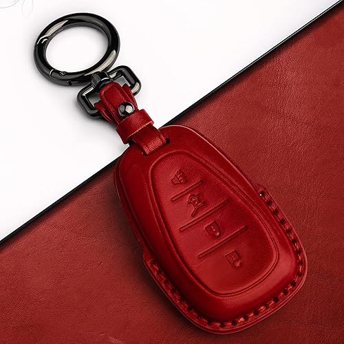 Miniatura 4 de Tukellen Compatible con funda de cuero para llavero Chevrolet, compatible con llave remota inteligente Cruze Volt Bolt Camaro Equinox Sonic Trax