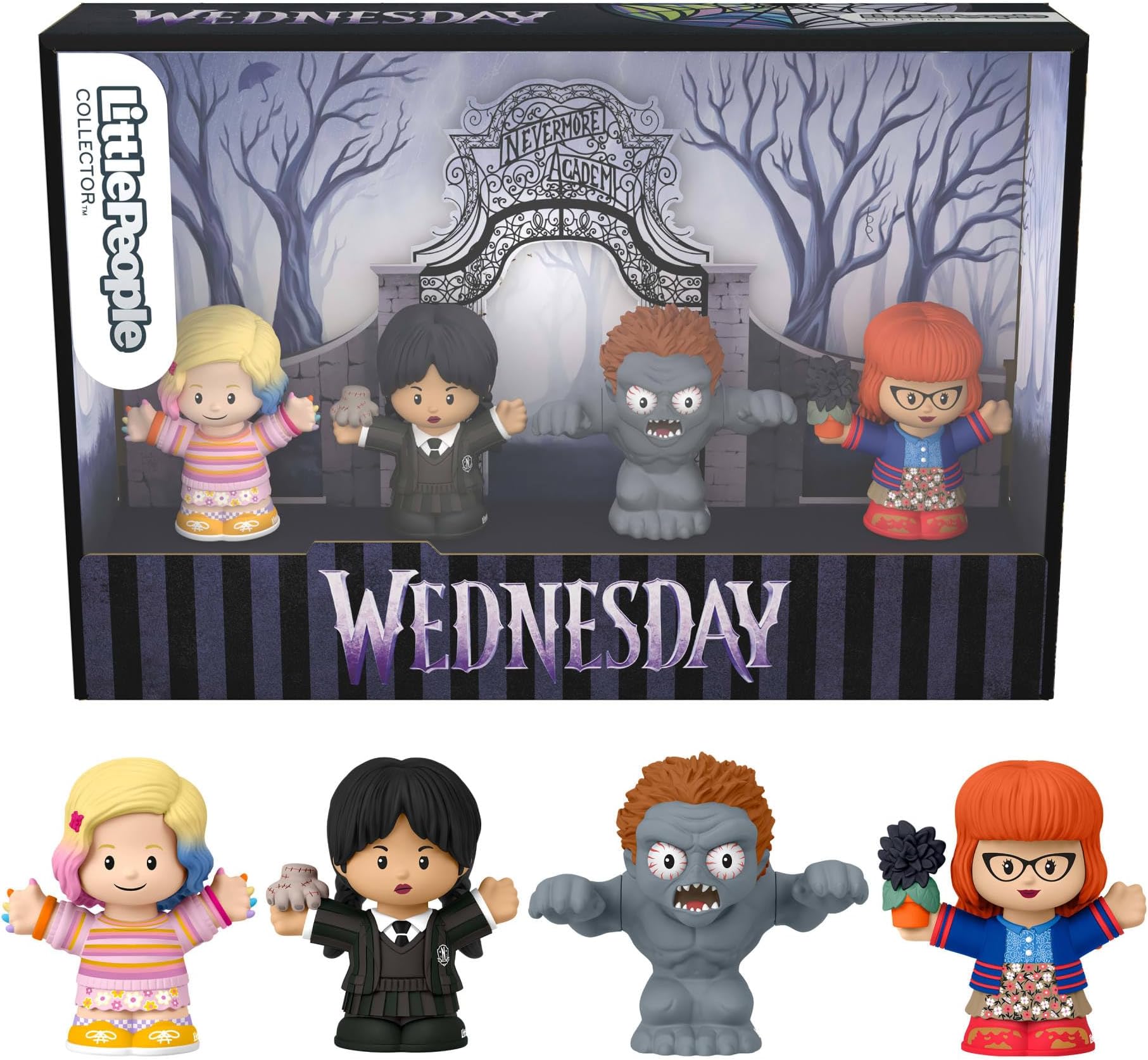 Little People Collector Wednesday TV Series Special Edition Set for Adults & Fans, 4 Figures in a Display Package, HWX46