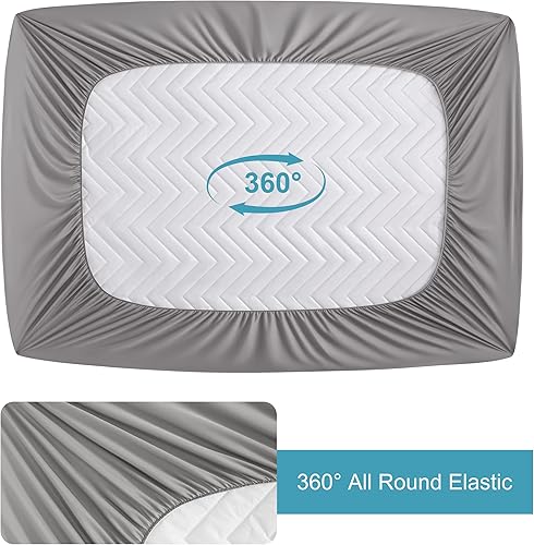 Miniatura 5 de NTBAY Protector de colchón impermeable, funda de colchón acolchada individual con bolsillo profundo de 15 pulgadas, lavable a máquina, funda de
