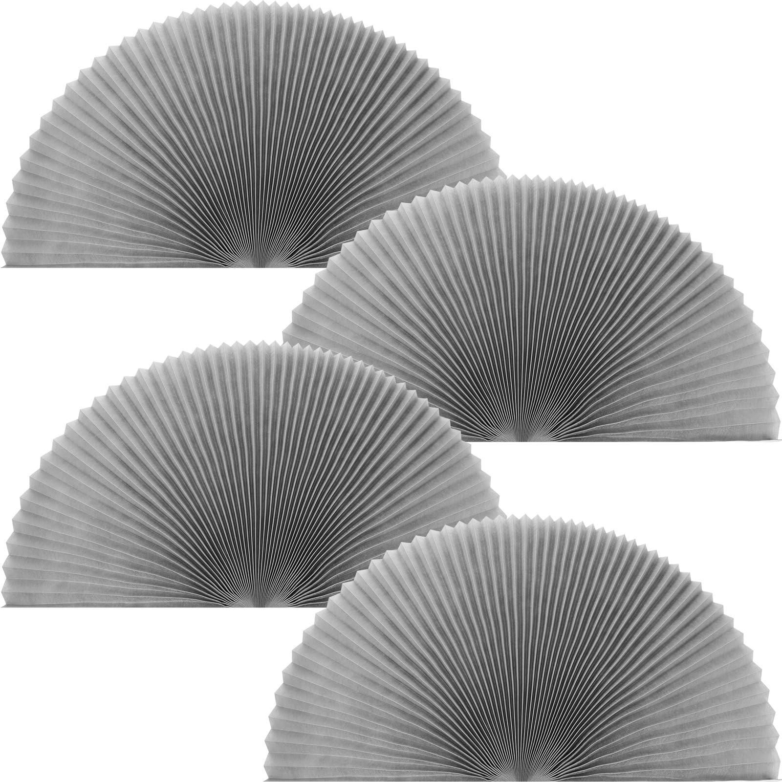4 Packs Arch Window Pleated Blinds Light Filtering Pleated Shades Blackout Half Circle Window Shade Arched Window Coverings Arched Windows Curtains, Easy to Cut and Install, 72 x 36 Inches (Gray)