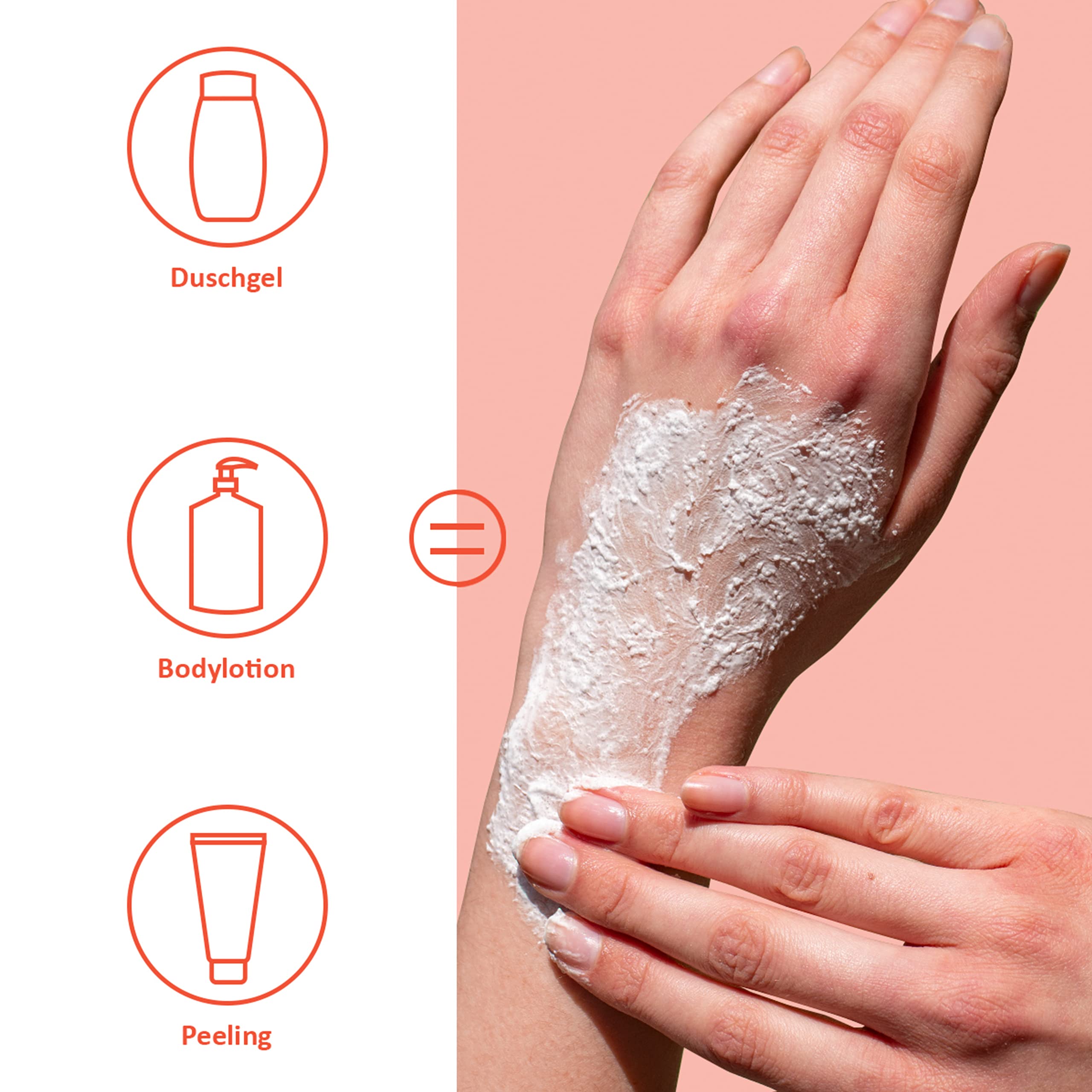 puremetics 3-in-1 Dusch-Fluff Almond Milk with Sugar Scrub, 250 g Shower Gel, Peeling and Lotion in One, Vegan and Plastic-Free - Image 2