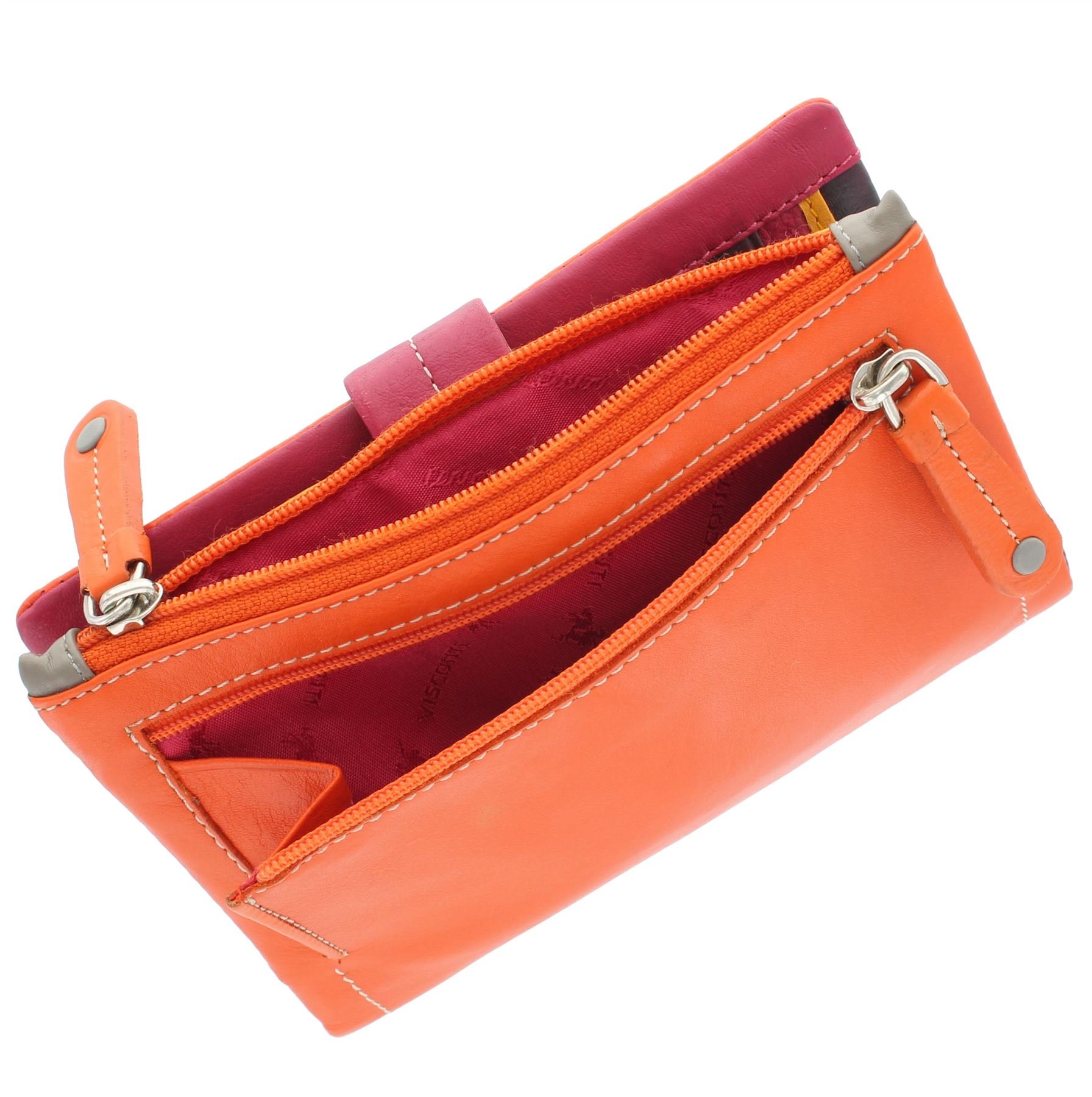 VISCONTI Colección Mimi Malibu Monedero de Cuero Multicolor M87 Naranja Multi