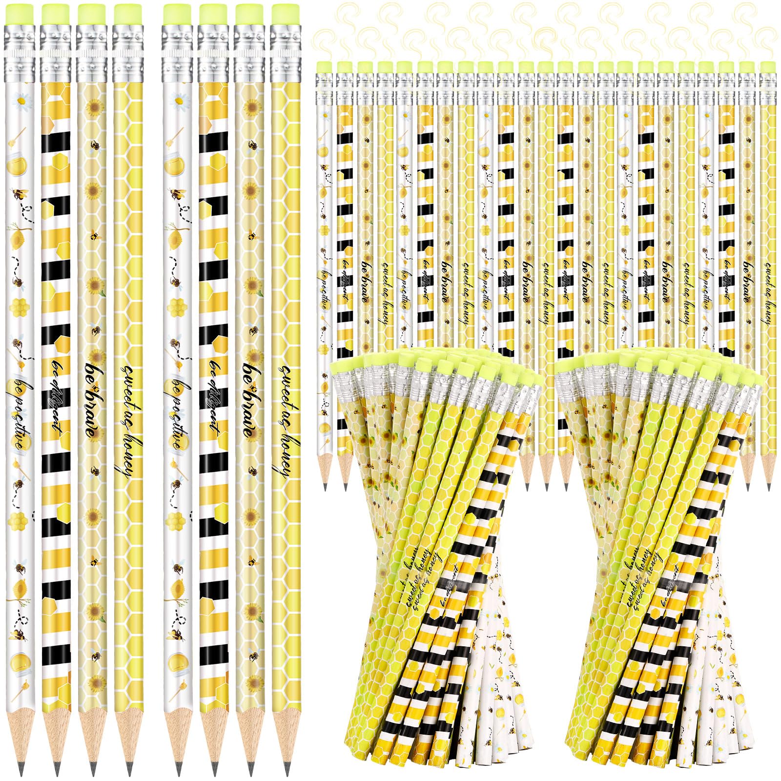 Tinlade240 Pcs Bee Pencils Bulk Christian Charity Donation Supplies Scented Motivational HB Pencils Cute Pencils Fun Pencils Inspirational Pencils for Bee Themed Birthday Party favors Supplies