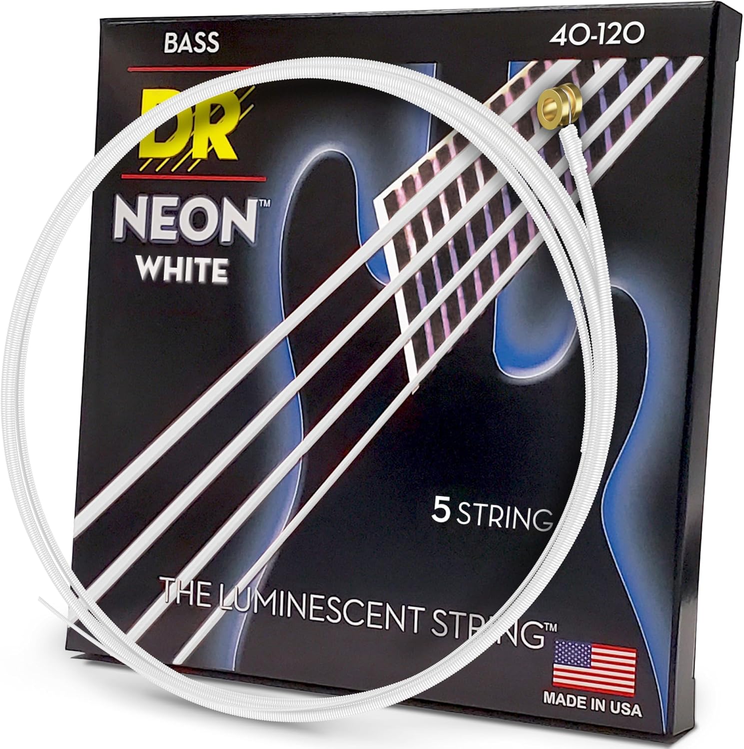 DR Strings NEON Electric Bass Guitar Strings - .040-.120 Light, White