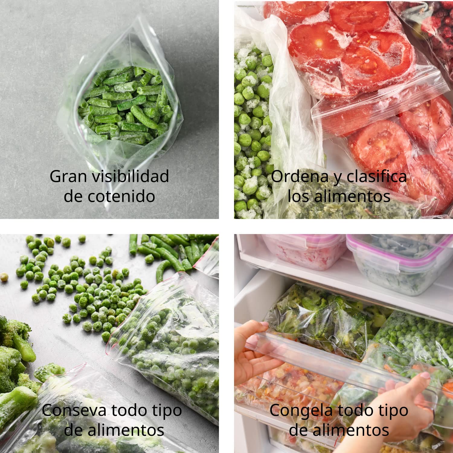 Bolsas con Cierre Hermético, Bolsas Zip de Plástico Transparentes Ideales para Congelar Alimentos, Guarda Documentos, Bolsas Reutilizables y de Conservación · m-office (160x220mm, 2000unds)