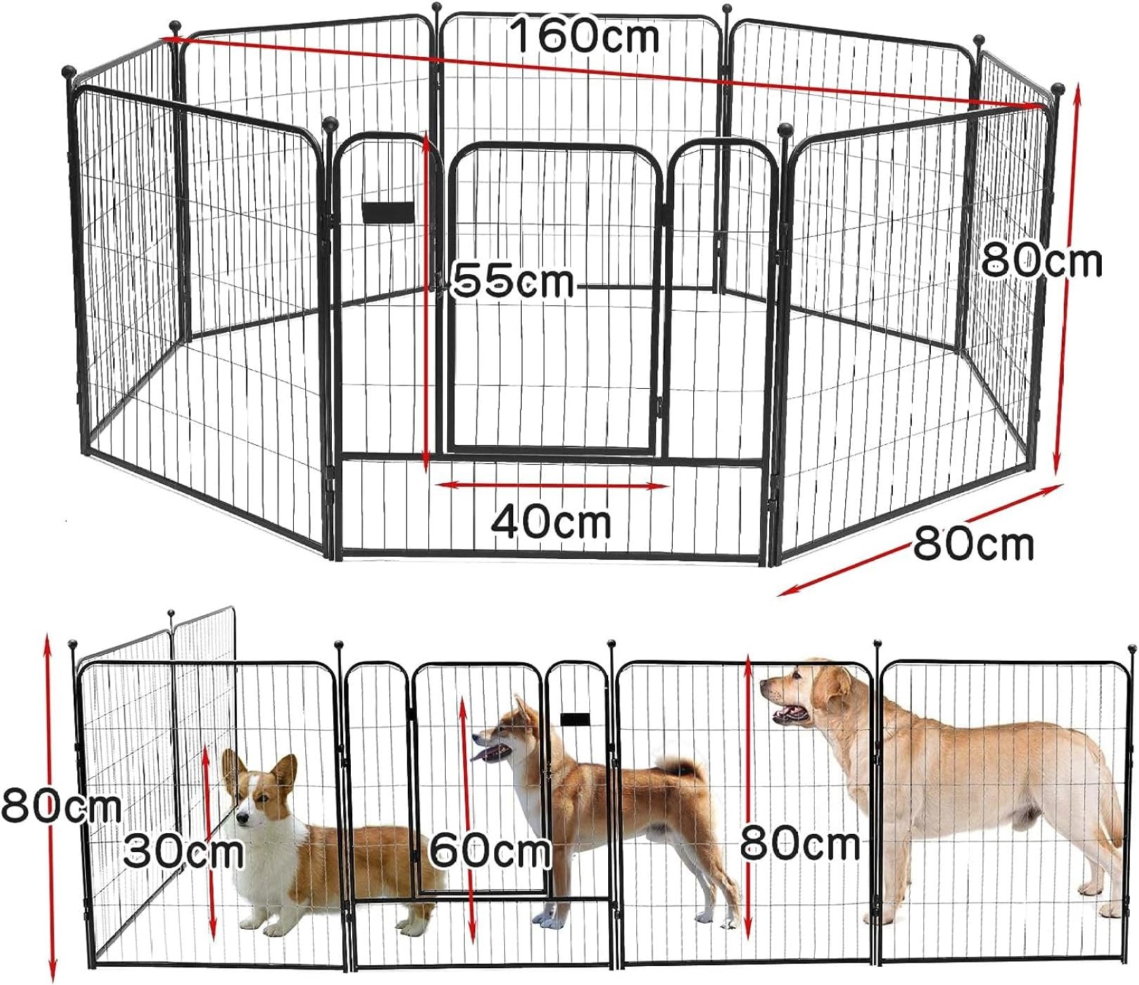 PETTOM 犬 サークル ペットフェンス 中大型犬用(高さ80cm-八枚) Amazon | PETTOM 犬 サークル ペットフェンス ペットケージ 犬