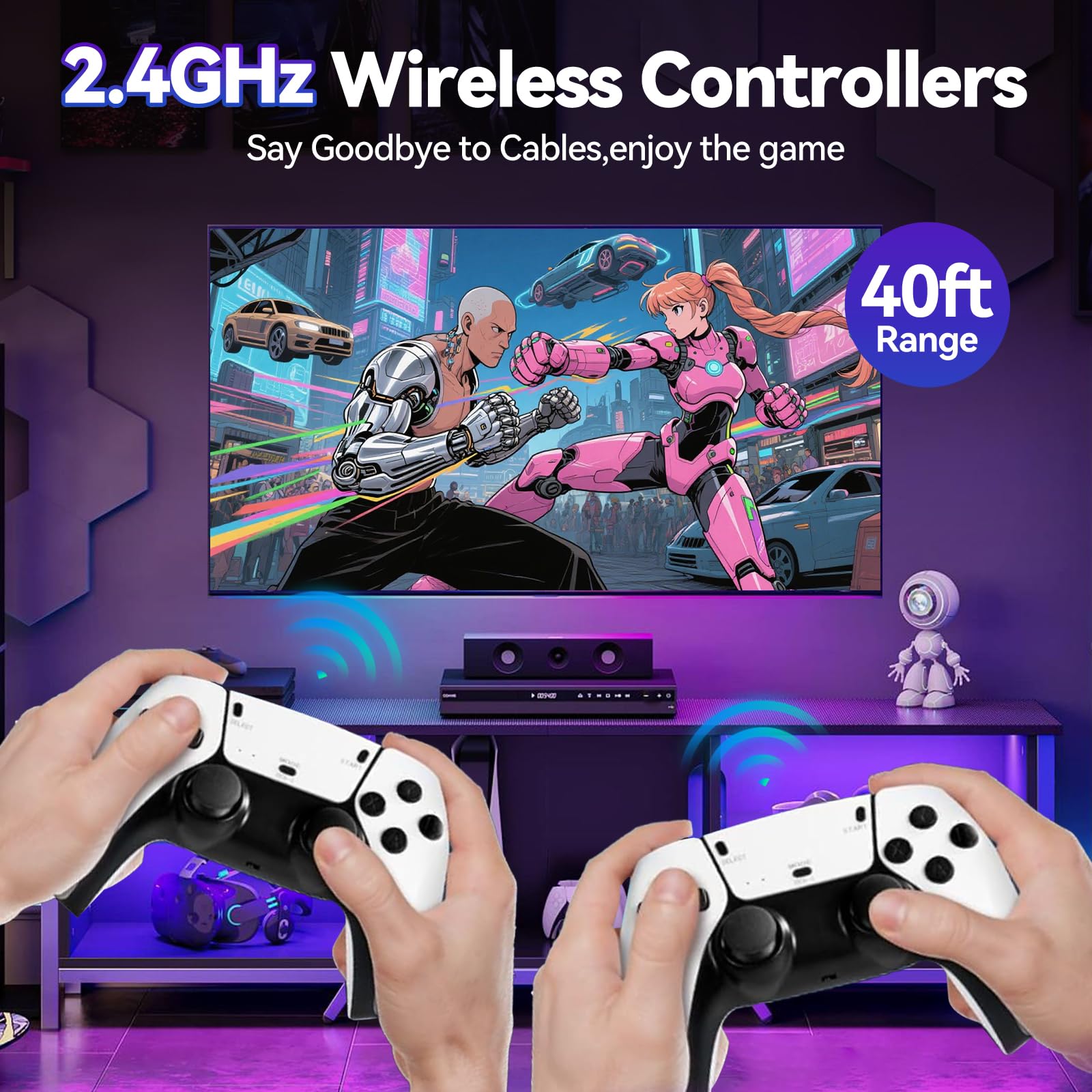 Febotak Console per videogiochi retrò 2025 con oltre 40.000 giochi, 23 emulatori, HDM 4K, doppi controller wireless da 2,4 GHz, sistema Plug & Play [Game Boy Advance]