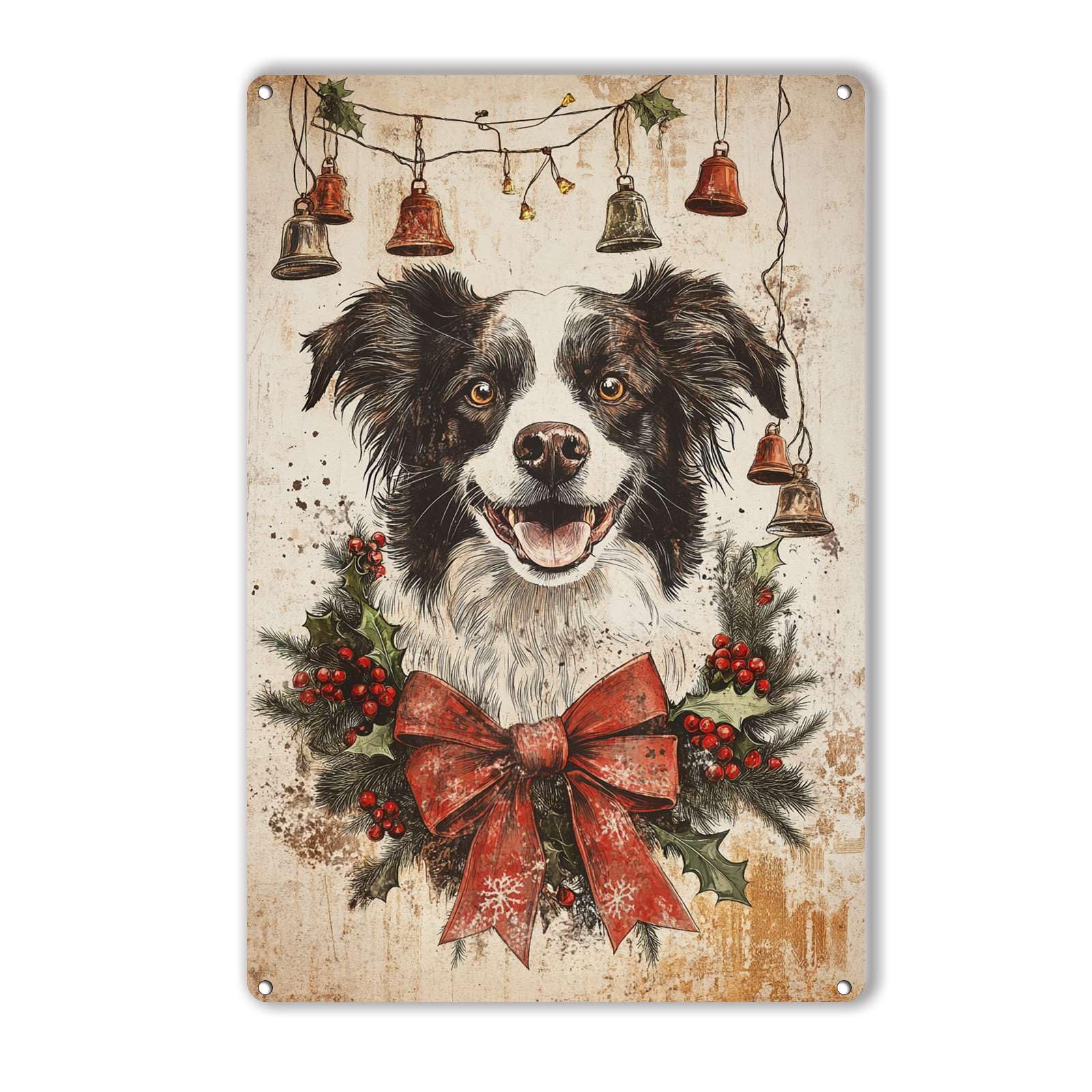 Anceky Christmas Australian Shepherd Signs Retro Metal Tin Sign Vintage Wall Decor for Outdoor Gate Window Backyard Home 12×8 Inch