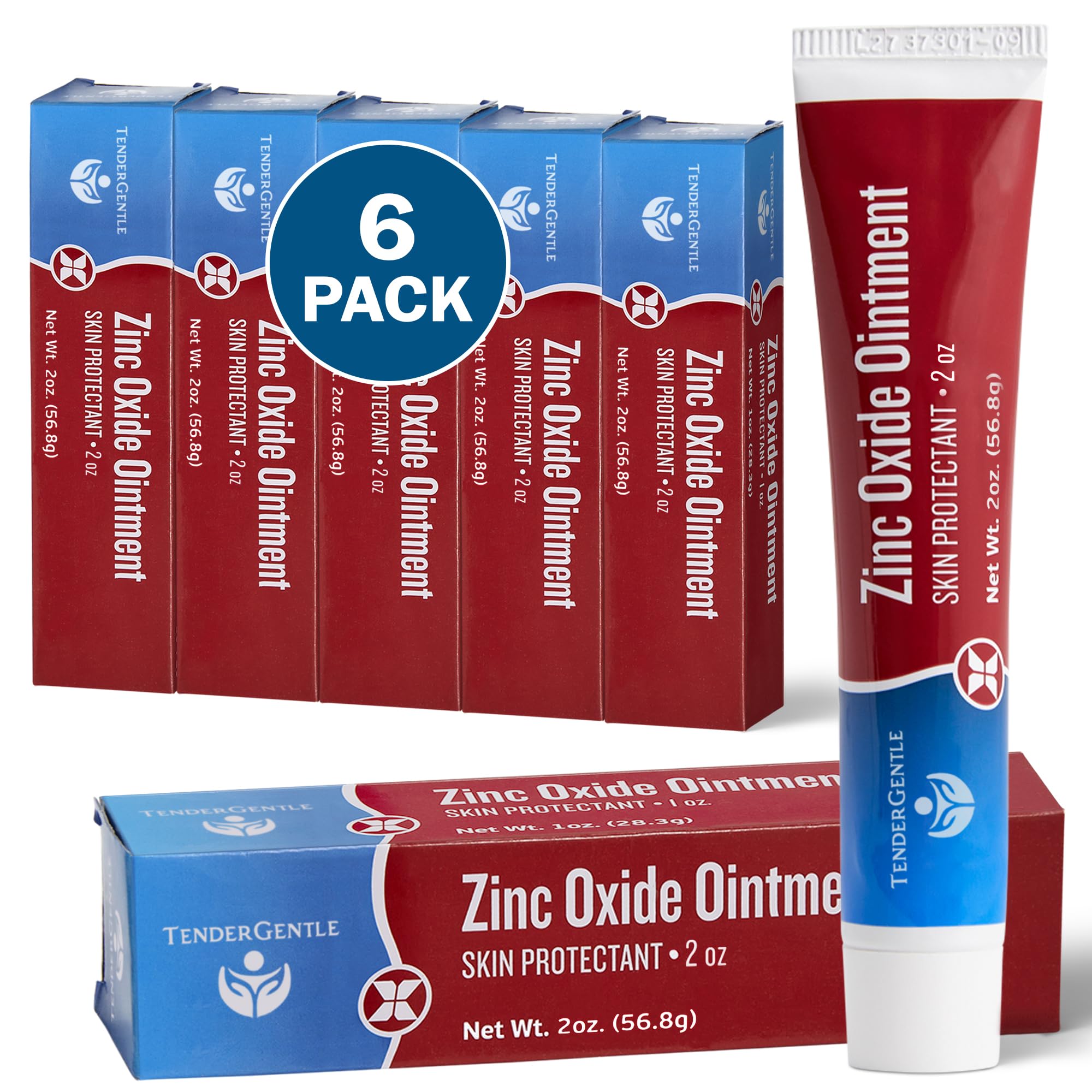 Zinc Oxide Ointment for Adults and Babies - Pack of 6, 1 oz Diaper Rash Ointment - Skin Protectant for Diaper Rashes, Cuts, and Burns