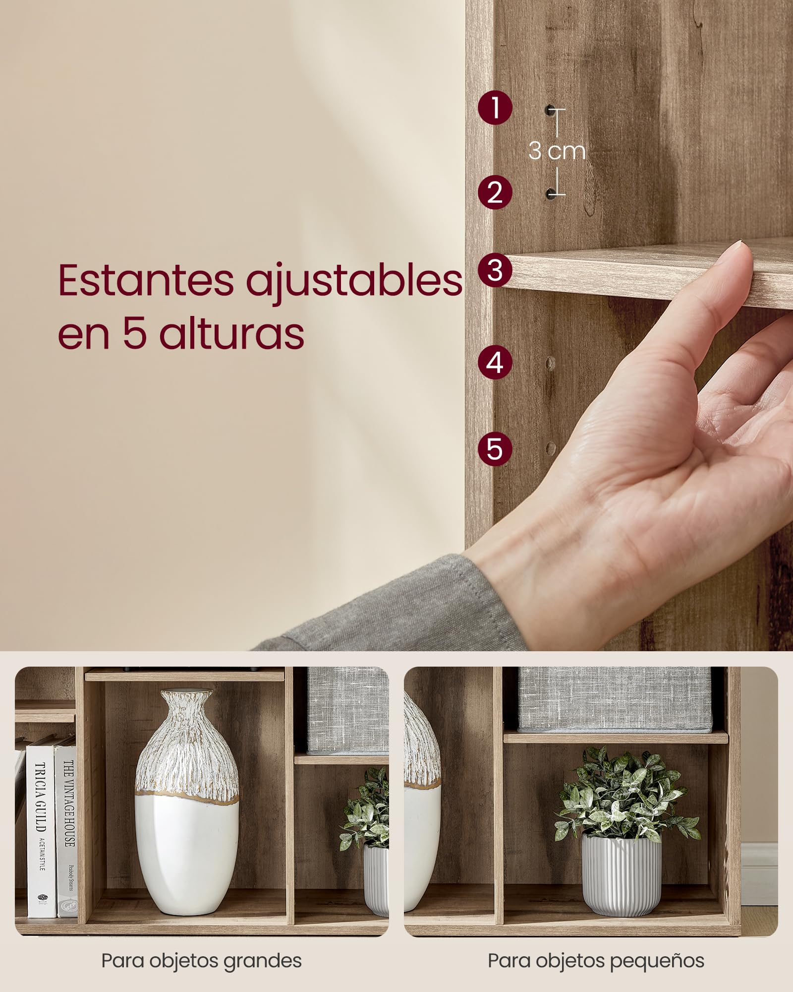 VASAGLE Custos Colección - Librería, Estantería Almacenaje, de 9 Compartimientos, para Sala de Estar, Estudio, Oficina, 30 x 97,7 x 97,5 cm, Marrón Camello LBC177K01
