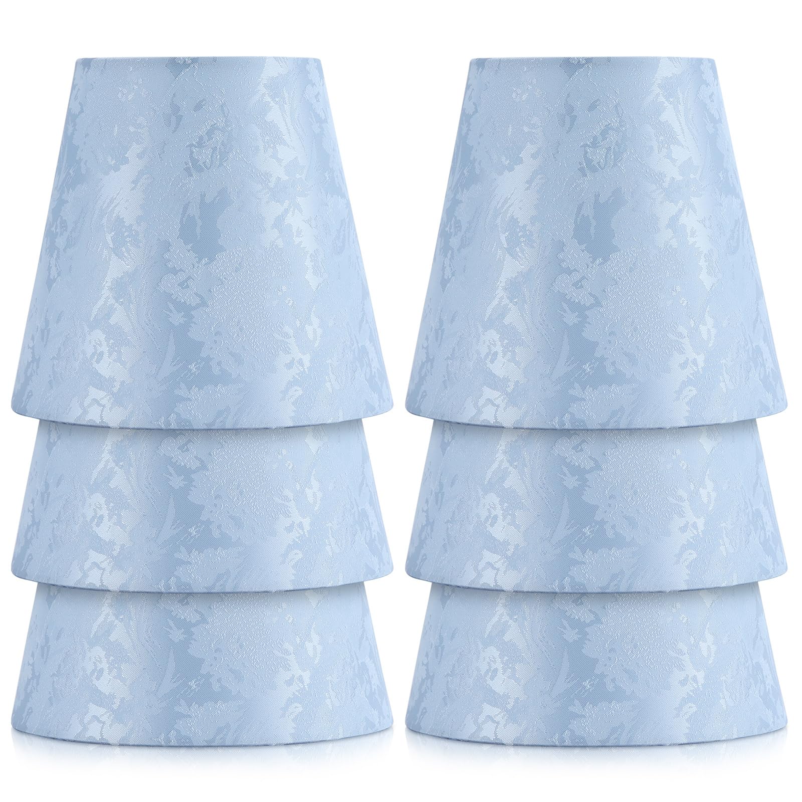Yisun Blue Set Of 6 Clip On Gauze Chandelier Lamp Shades, Chandelier Small Lamp Shade, Little Upright Wall Candle Light Lampshade For Decorations Bedroom, Dining Room