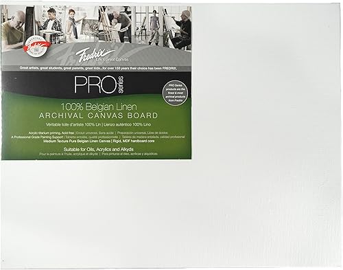 Fredrix PRO Series Archival - Tablero de lona de lino, 9 x 12 pulgadas, color blanco