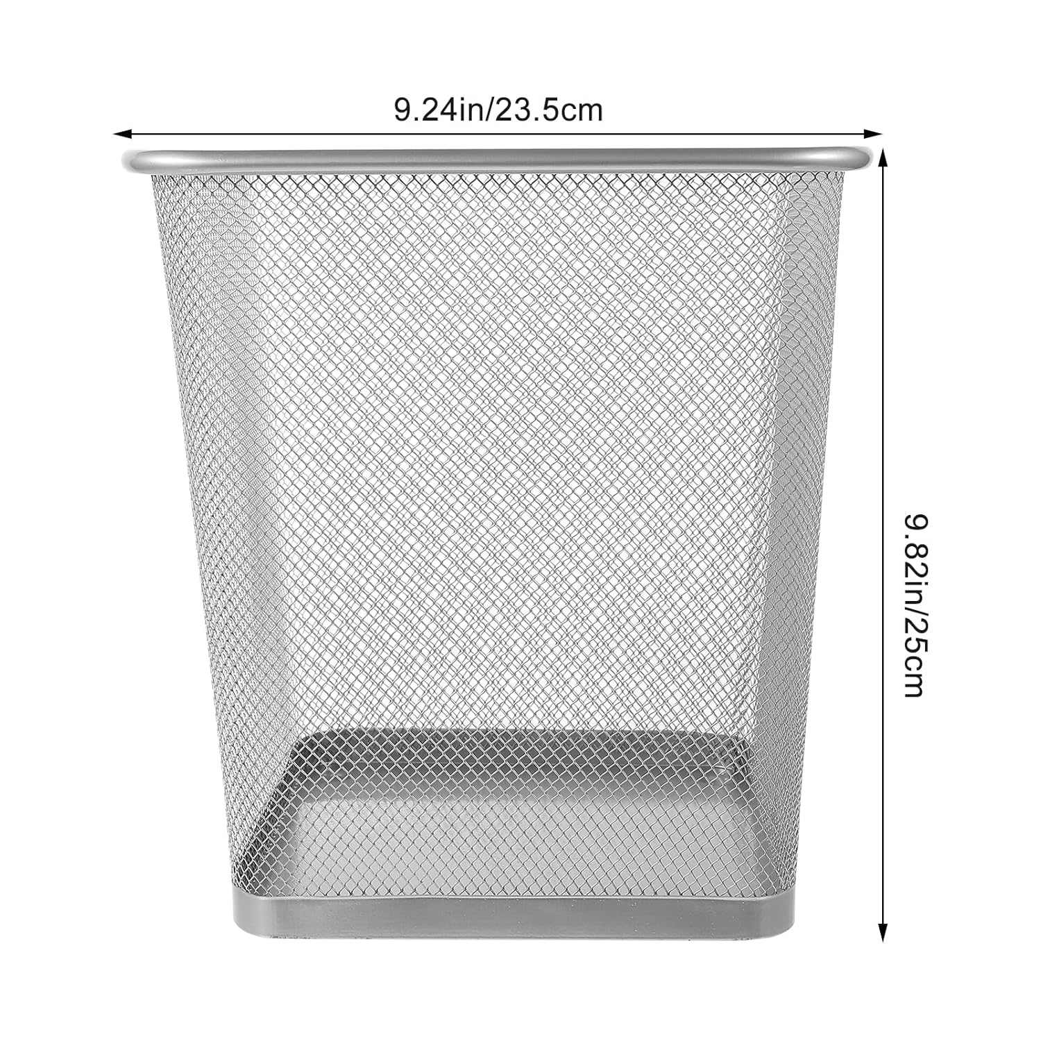 PRETYZOOM Metal Mesh Square Wastebasket 9.25 Inch Home Office Trash can Narrow Metal Wastebasket Decorative Mesh Storage Basket