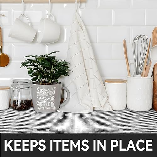 Miniatura 6 de RAY STAR Revestimiento para estantes, revestimientos de refrigerador no adhesivos para estantes, lavable de 12 x 240 pulgadas, forro de vinilo para