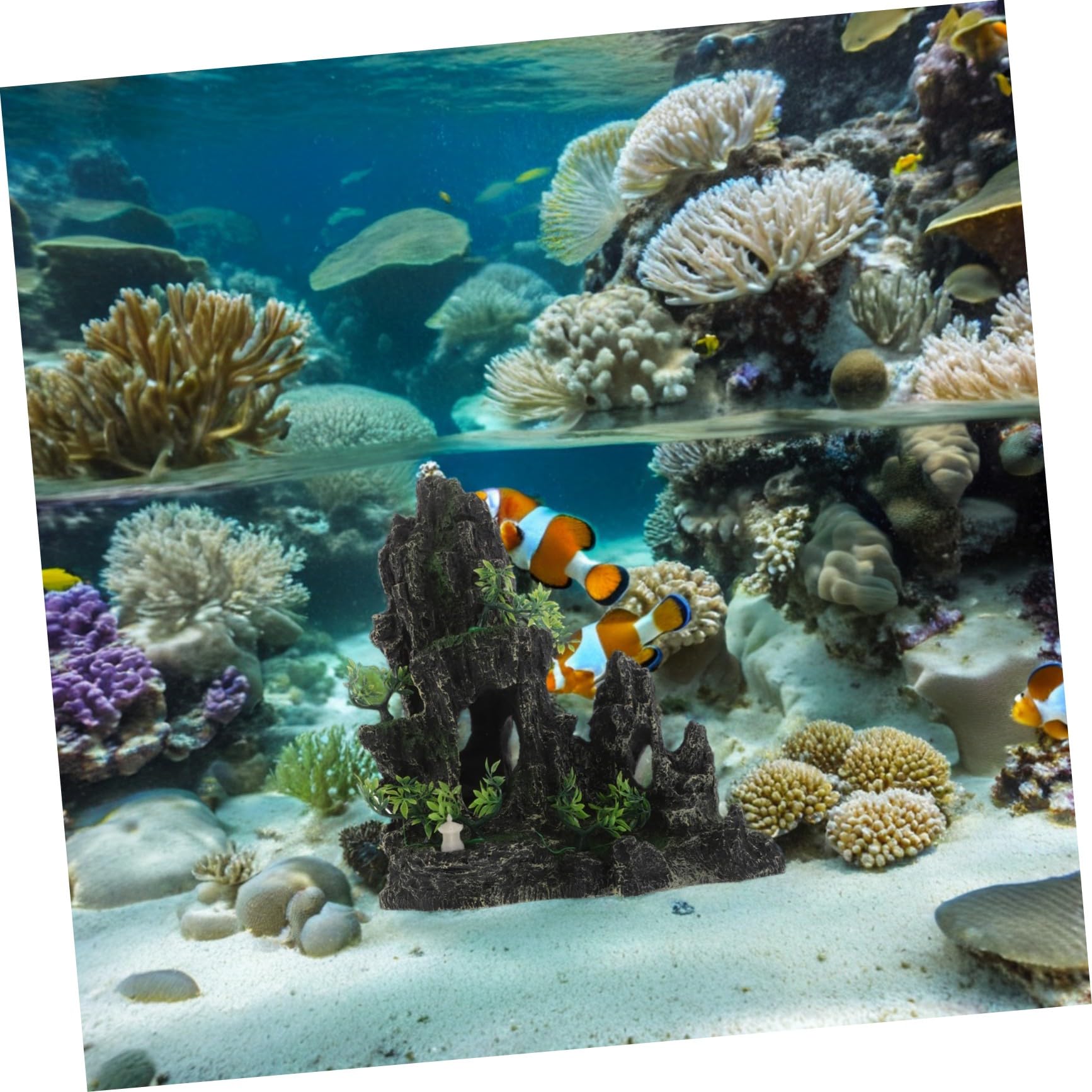 Kisangel Fish Tank Decoration Resin Aquarium Rockery with Shrimp Breeding Cave And Betta Hiding Place Artificial Stone for Natural Fish Tank Landscape