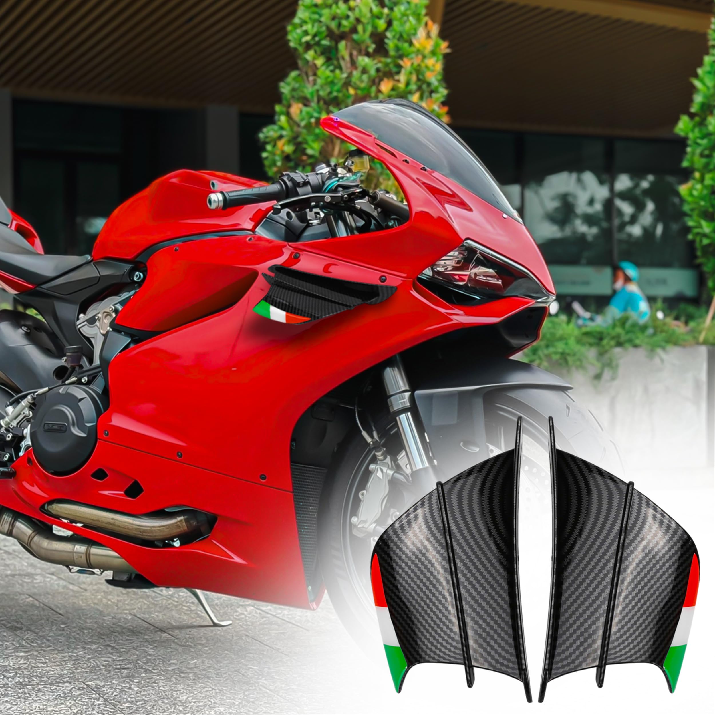 Kit alette aerodinamiche di ricambio per moto Ducati 899 959 1198 1198S 1199 1299 Panigale V4 V4S V4R V2 Supersport S (colore: nero brillante carbonio)