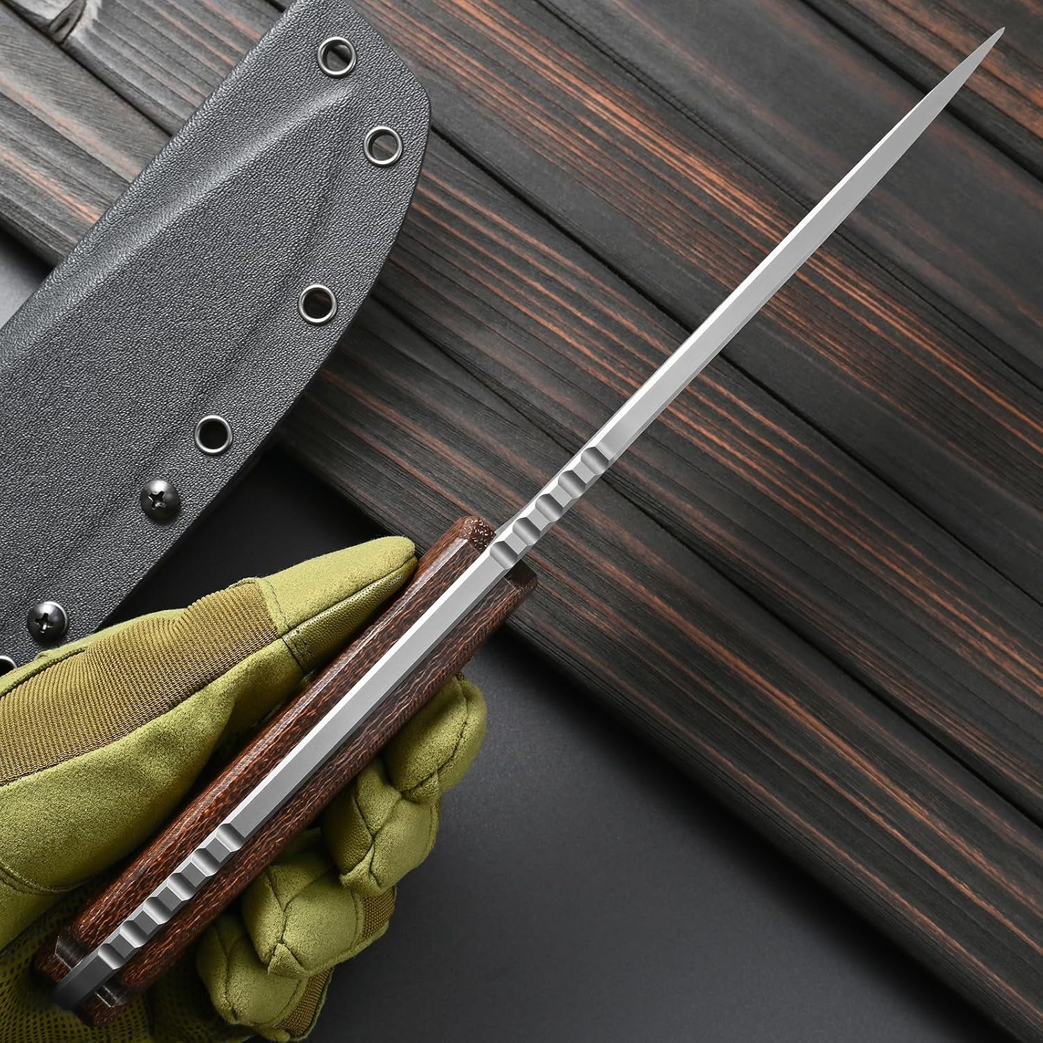 Sitivien ST26 Fixed Blade Knife N690 Steel Blade Micarta Handle Full Tang EDC Fixed Knifes for Outdoor Activities Working Camping(Brown)