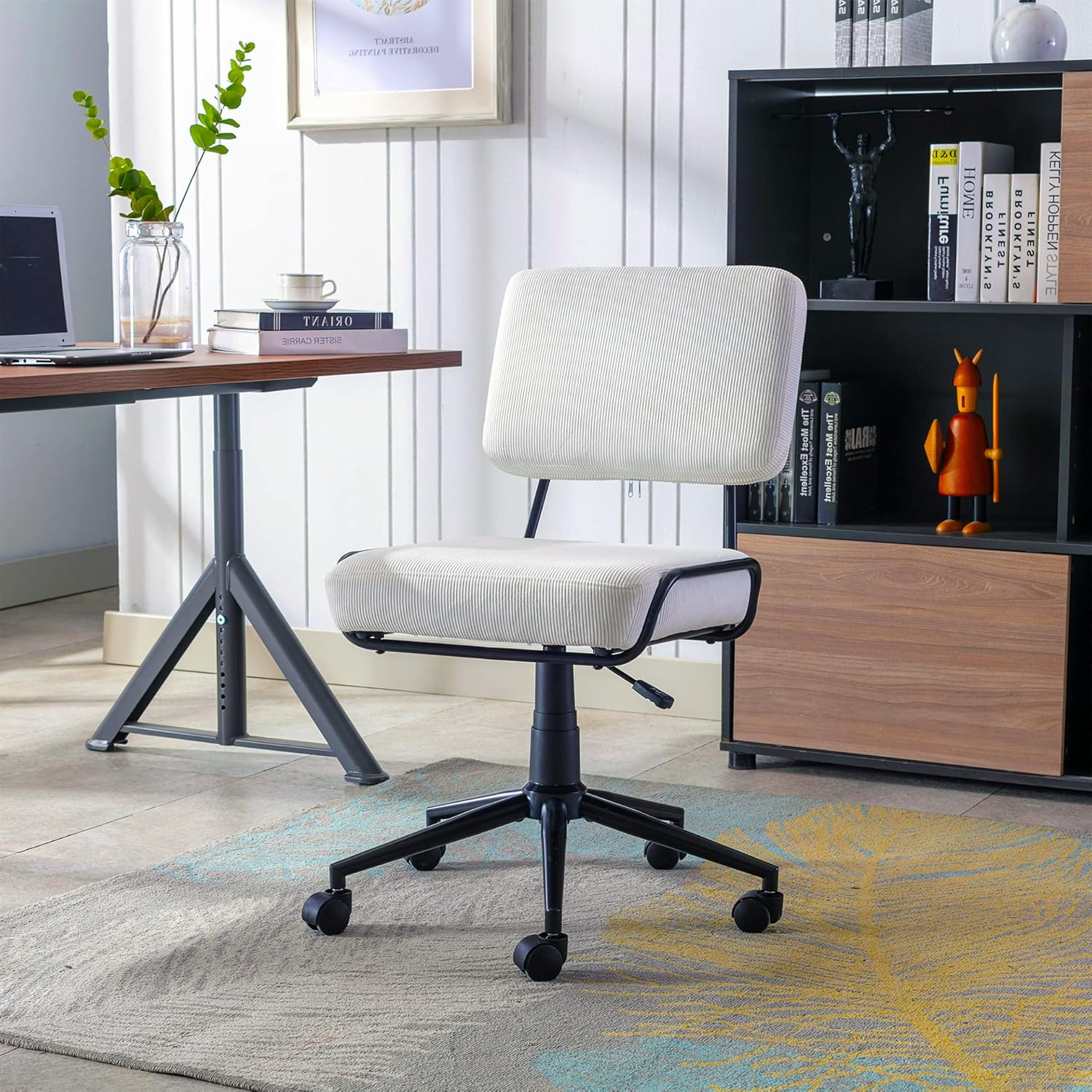 Finca ancha Armless Swivel Accent Office Chair Tufted Slipper Recliner Chair sillas