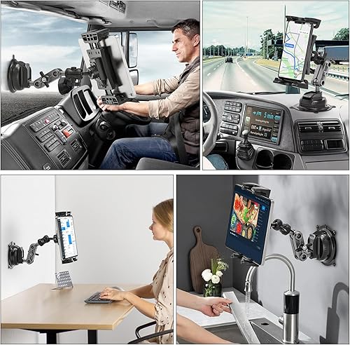 Miniatura 7 de Soporte de tableta para camión, soporte de tableta de automóvil, resistente súper ventosabase adhesiva, soporte para iPad para salpicadero,