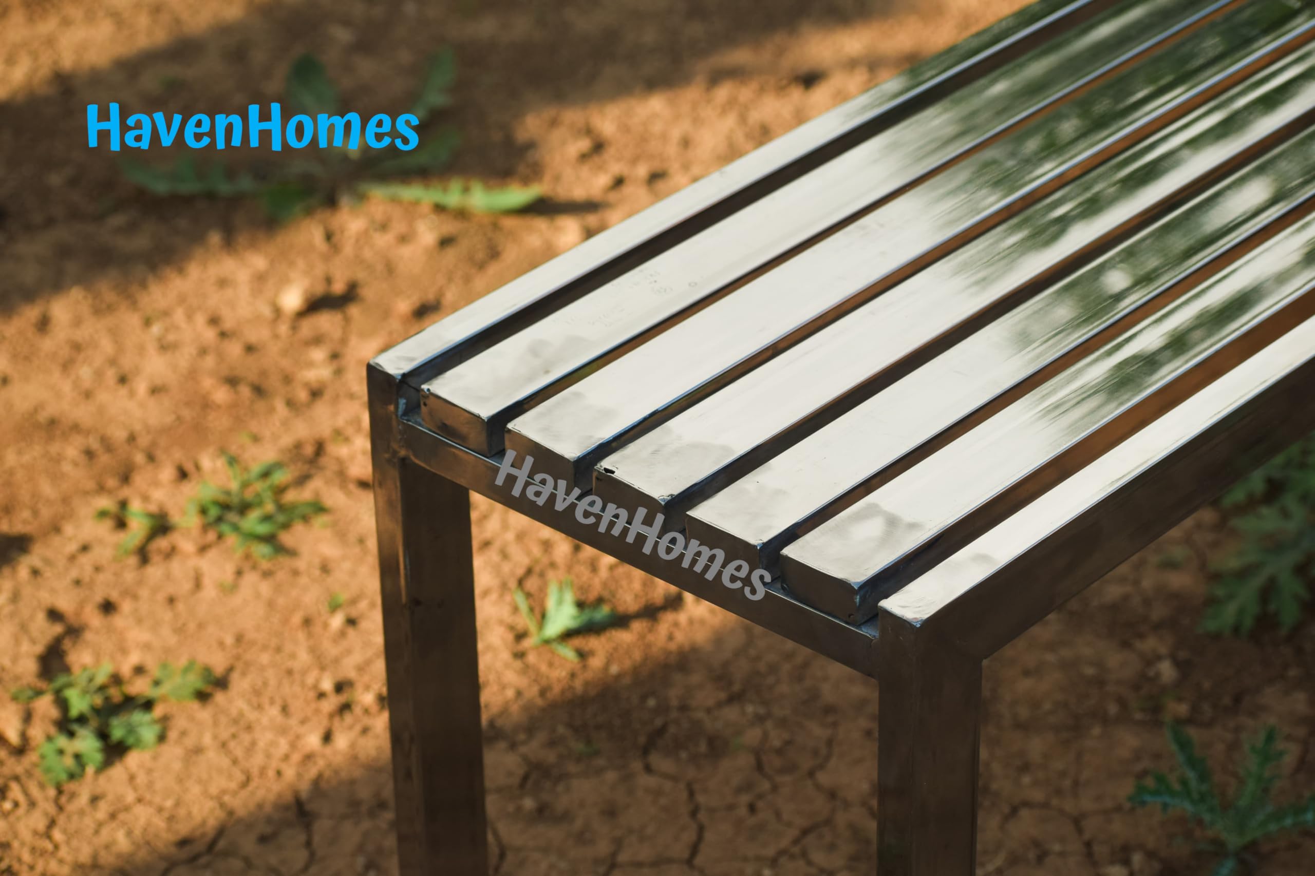 HavenHomes Stainless Steel Bench for Indoor and Outdoor Garden/Patio/Living Room/Balcony/Lounge/Hospital (60 Inches) 1