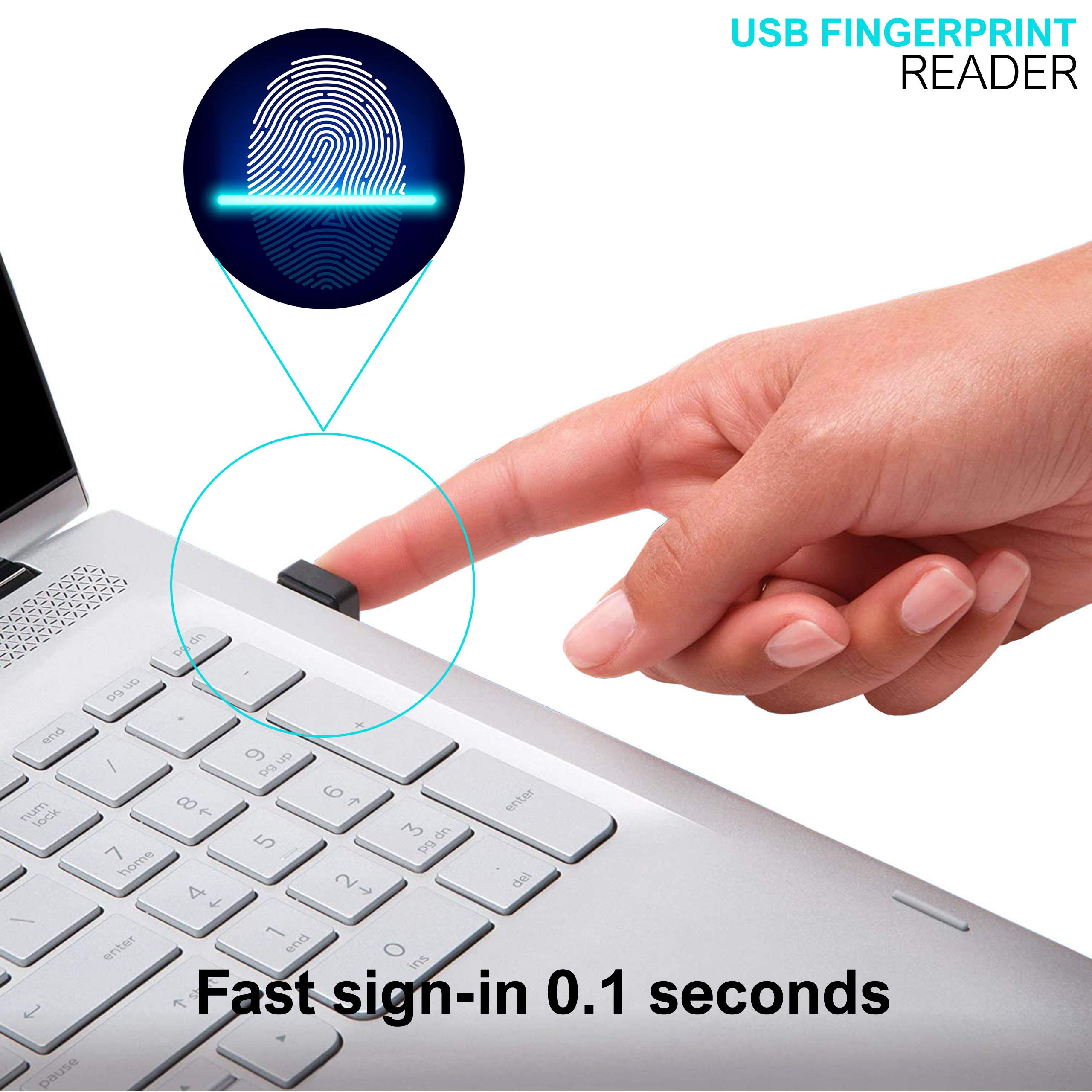 USB Fingerprint Reader for Windows Hello USB 3.0 Fingerprint Scanner for Windows 10 & 11, 360° Touch Sensor - Image 3