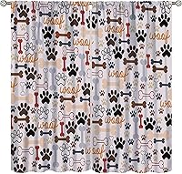 Vista 216 de Cortinas opacas con estampado de patas de perro, estampado de patas de perro y huesos, tratamiento de ventana, cortinas con aislamiento térmico