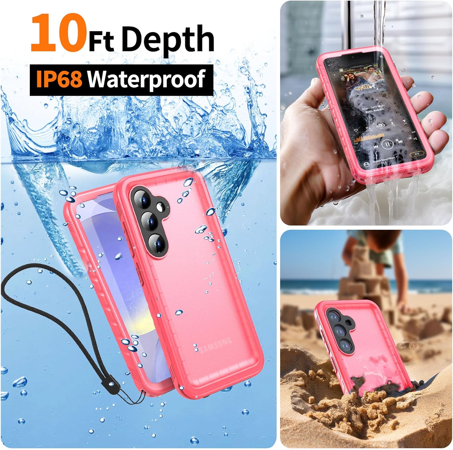 Cozycase for Samsung Galaxy S24 Waterproof Case - 360 Heavy Duty Full Body Protection/Shockproof/Dustproof/Double/Front and Back/IP68/S 24 Protective Case with Screen/Camera Protector Slim Pink