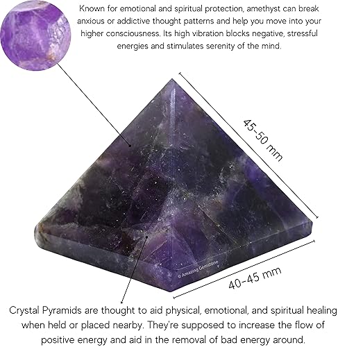 Miniatura 3 de Amethyst Pyramid Crystal Healing Stones - 2" Great Pyramid Figurine of Natural Stone Pyramid for Meditation, Reiki, Chakra Balancing and Crystal