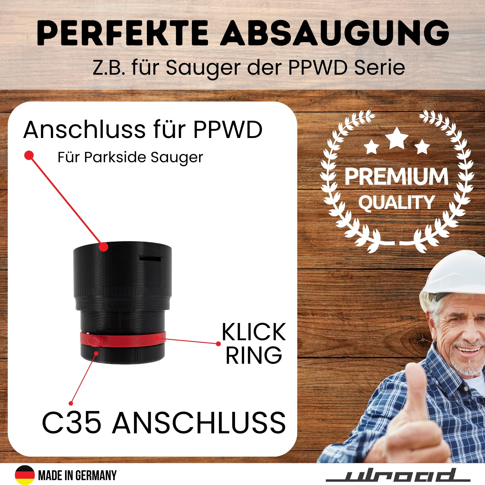 Compatible avec Bosch Click and Clean MALE C35 - Adaptateur pour aspirateur industriel Parkside Performance PPWD 30 B2