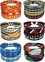 JewelryWe Set of 6 Women's Hair Bands: African Bohemian Hair Band, Elastic and Comfortable, Colourful Tribal Print Wide Headband for Sport, Fashion or Dress Bohemian Style