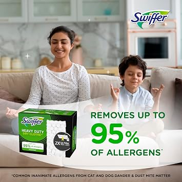 Swiffer Sweeper Heavy Duty Dry Multi-Surface Cloth Refills for Floor Sweeping and Cleaning, Unscented, 32 Count