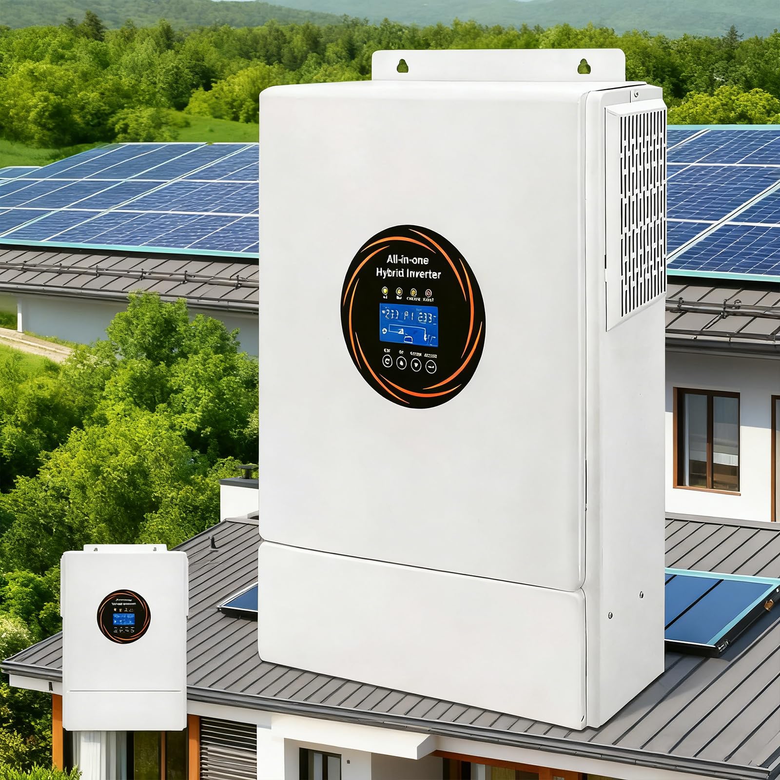 Inverter Ibrido Solare 5500W 48V, Uscita Onda Sinusoidale Pura 120V/240V con Caricatore MPPT 120A, Caricatore di Rete/Gruppo Integrato per Accumulo e Backup
