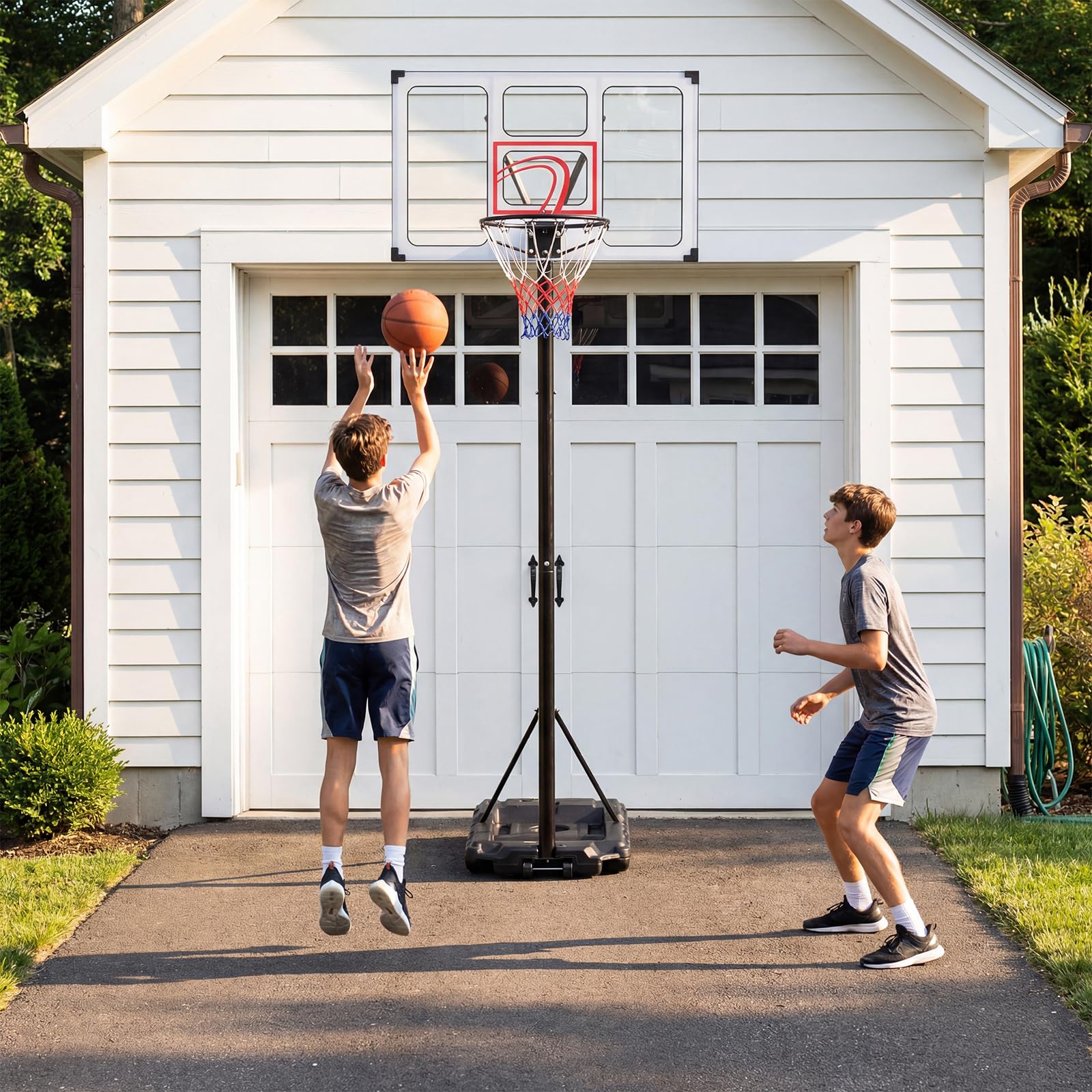 COSTWAY Canestro da Basket da Esterno ed Interno 305 cm | Canestro Basket Professionale e Regolabile in 16 Altezze, Portatile con Ruote, Tabellone PC Infrangibile e Base Riempibile