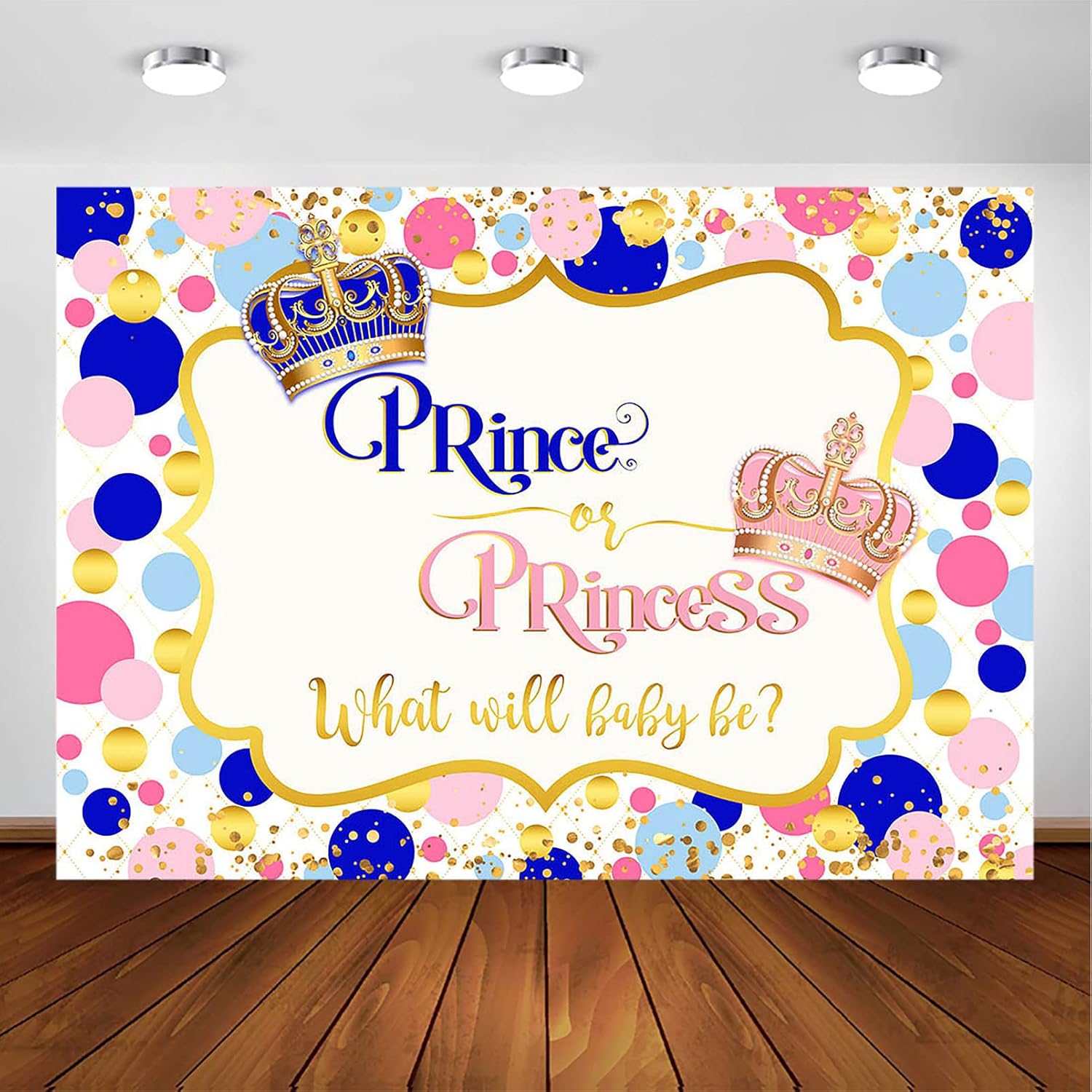 Avezano Prince or Princess Gender Reveal Party Backdrop Pink or Blue Royal Gender Reveal Party Decorations Photography Background Boy or Girl Baby Reveal Party Photoshoot (7x5ft)