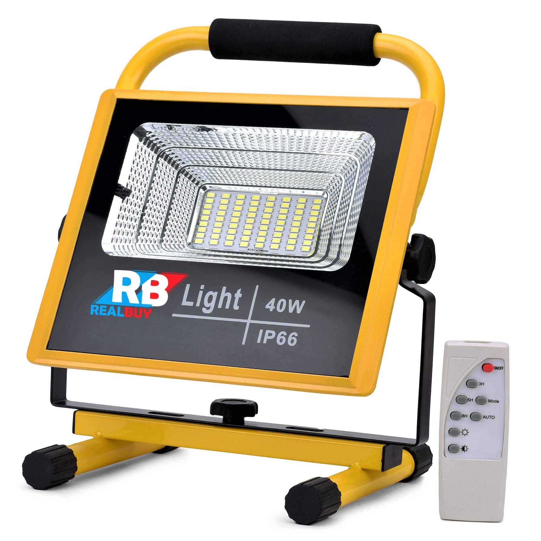 RealBuy Rechargeable LED Flood Light 40W with 8800 mAh Lithium-ion Battery & Remote Control (IP-66 Water-Proof)