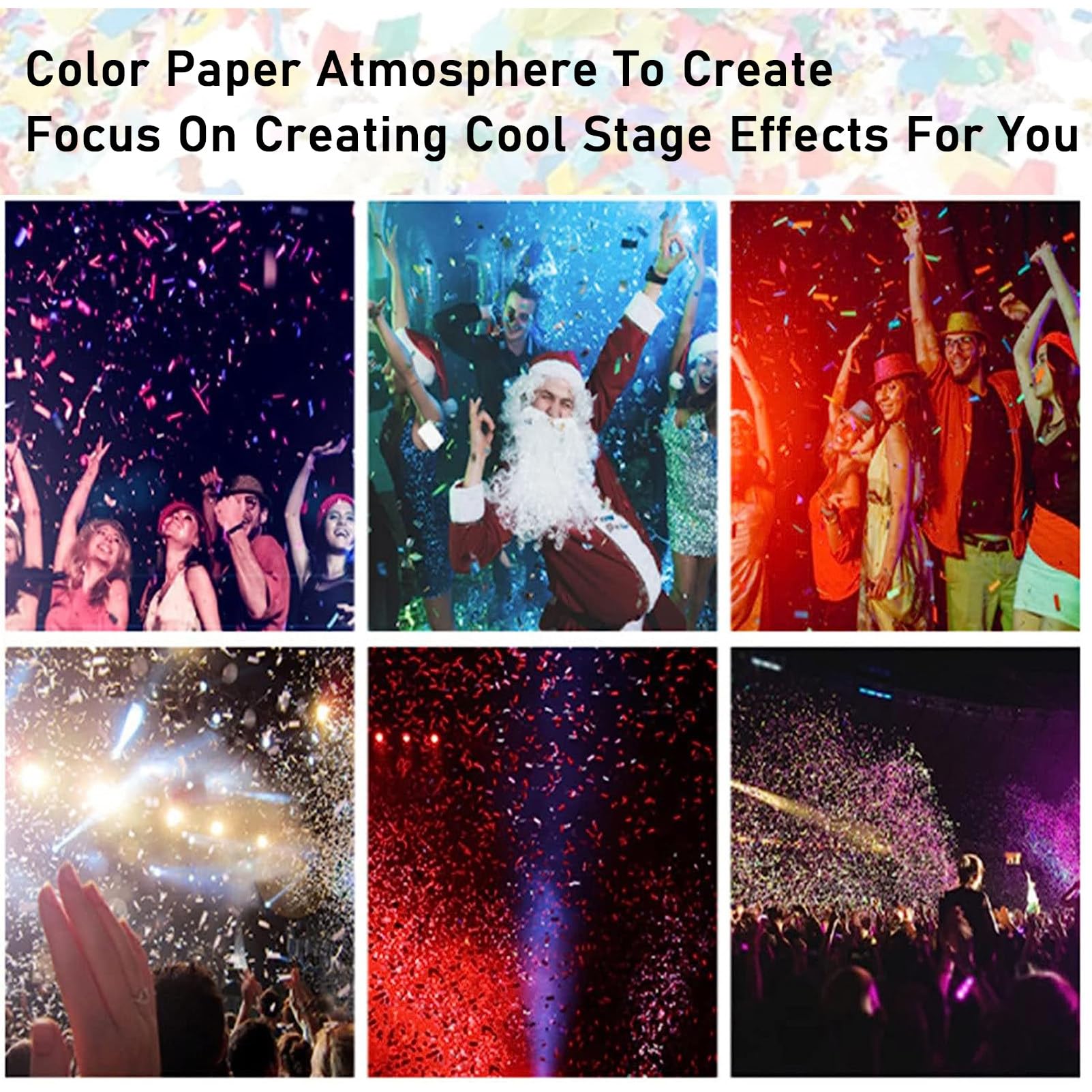 Máquina de cañón de confeti portátil de 6 disparos, máquina de confeti de escenario con efectos de iluminación LED para decoraciones de fiesta de Halloween, escenarios festivos de bodas