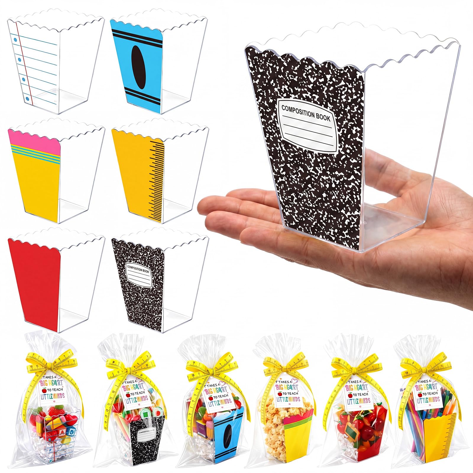 Boîtes à popcorn pour la fête pour remerciement des profs en salle de classe - Lot de 6