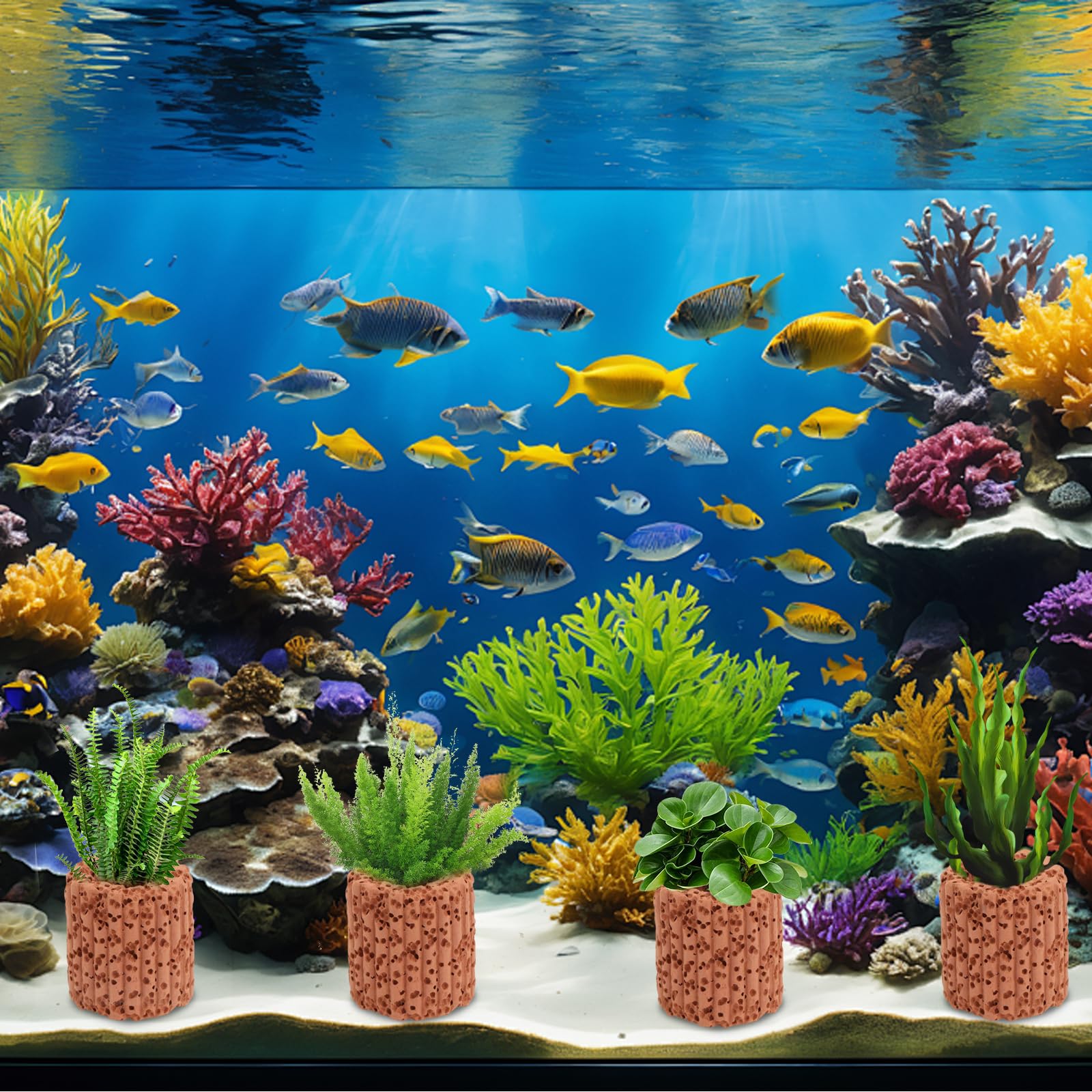 30 Pièces Anneau de Fixation pour Plantes Aquatiques, 2,5 cm Anneaux pour Plantes Aquatiques, Argile Anneaux Fixes en Céramique pour Aménagement Paysager, Support Céramique pour Aquarium