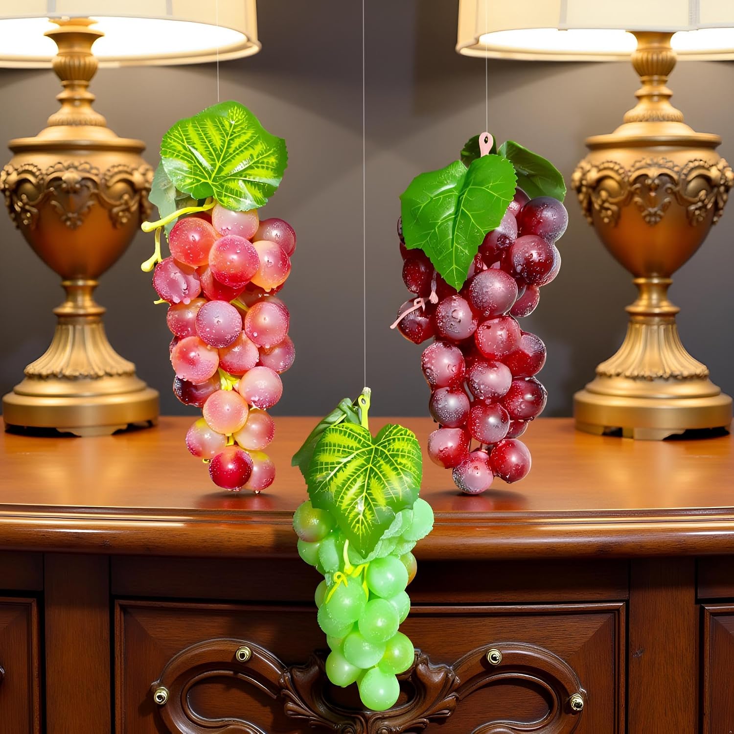 UMPE Artificial Grapes 3 Bunches, Fake Grapes for Home Decor