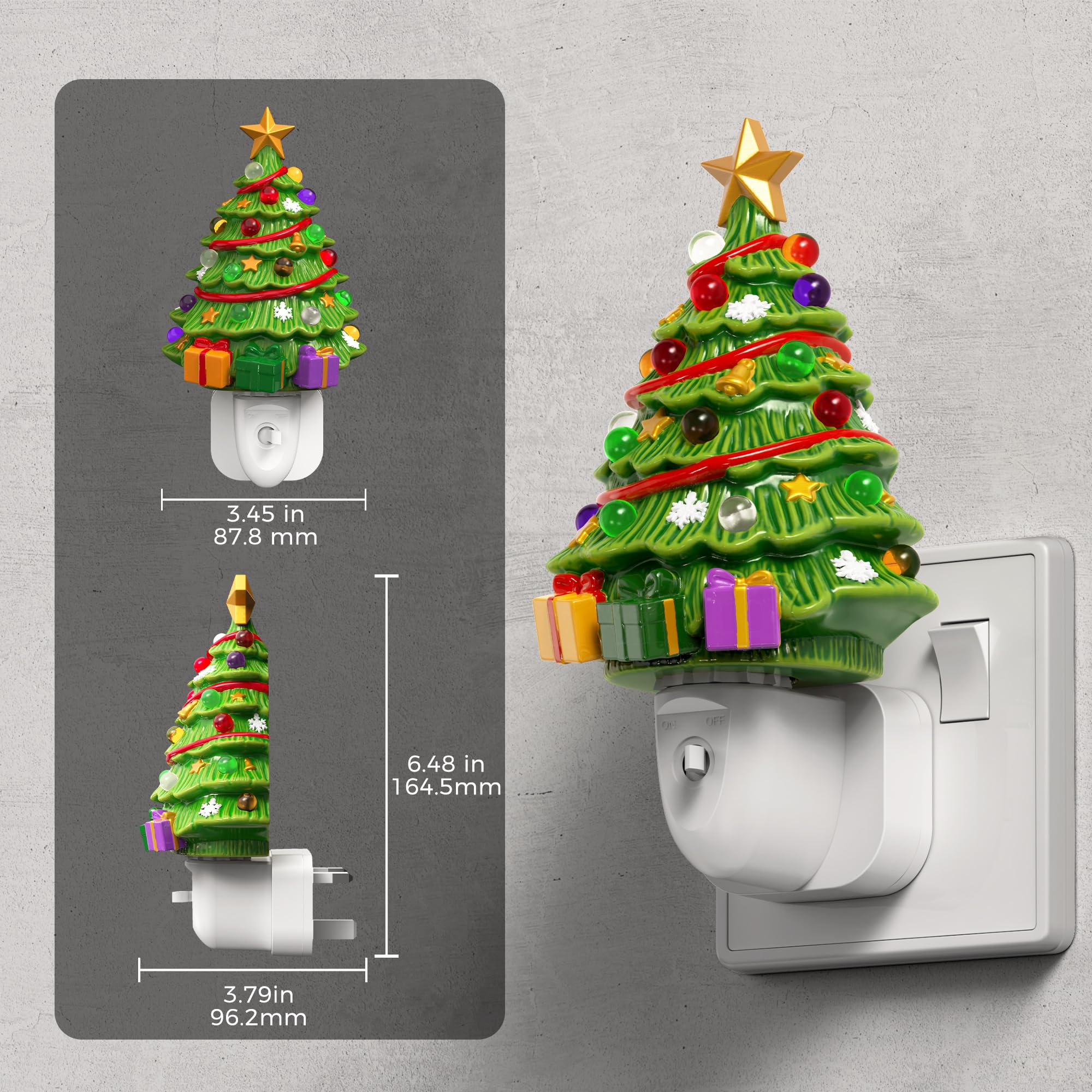 LOHAS-LED Christmas Tree Night Light Plug in Wall, 3000K Warm White - Image 4