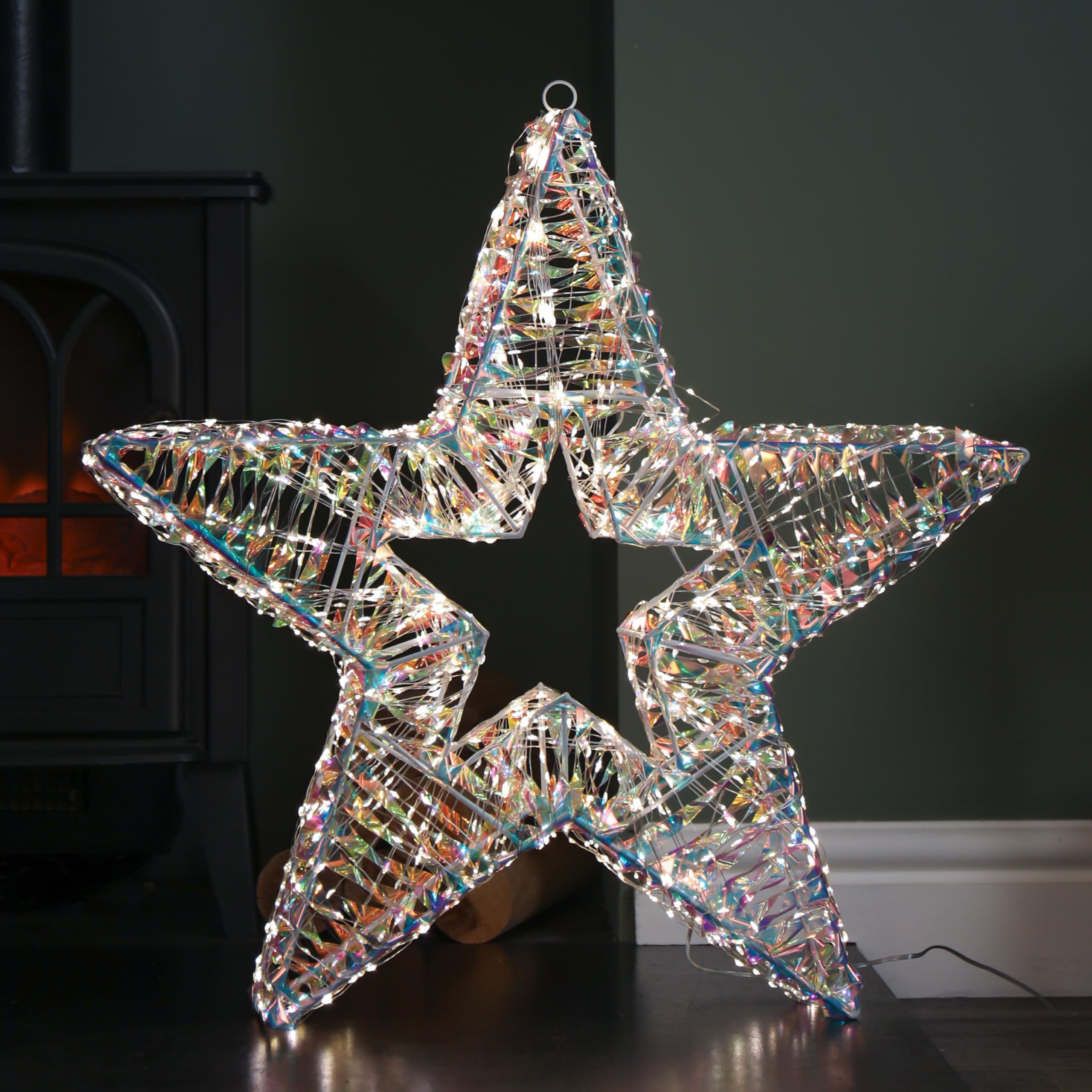 Samuel ALEXANDER 60cm Light up Iridescent Shimmer Christmas Star with 1440 Warm White LEDs